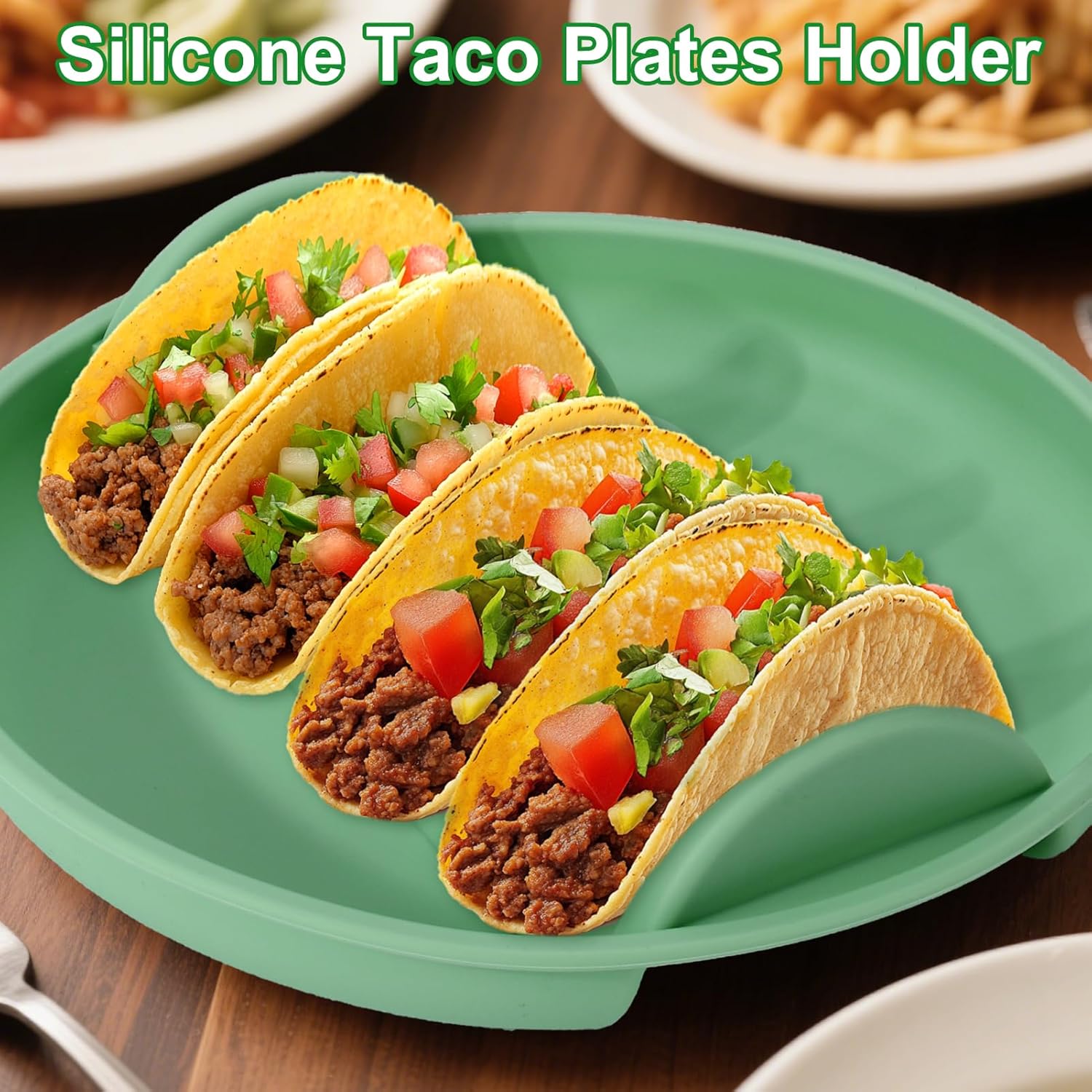 Silicone taco trays - 3-pack - with dividers - Eco-friendly - Reusable - Taco plates - Taco holders - Hard/soft taco shell holder - Taco party tray - Dishwasher and microwave safe - Image 4