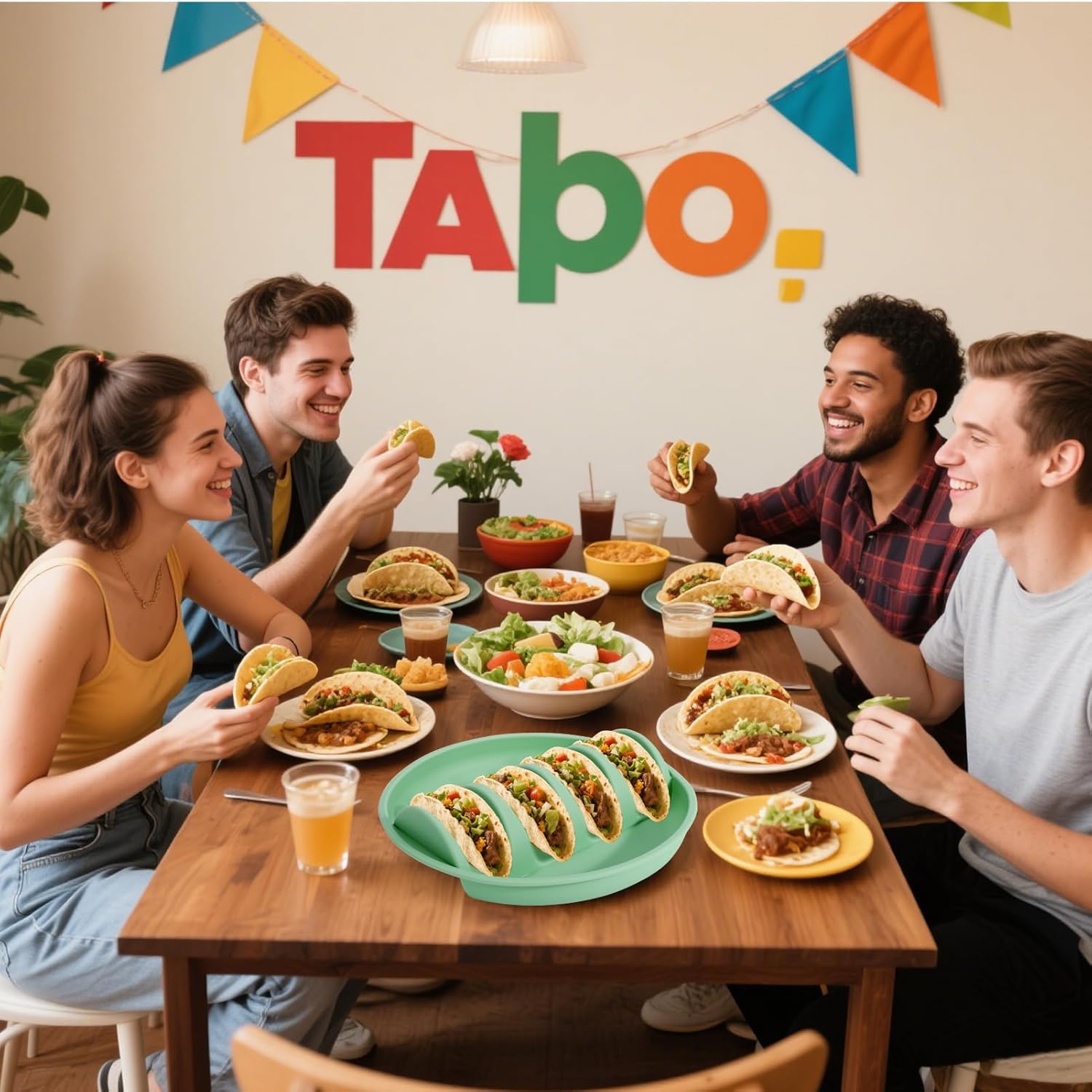 Silicone taco trays - 3-pack - with dividers - Eco-friendly - Reusable - Taco plates - Taco holders - Hard/soft taco shell holder - Taco party tray - Dishwasher and microwave safe - Image 6