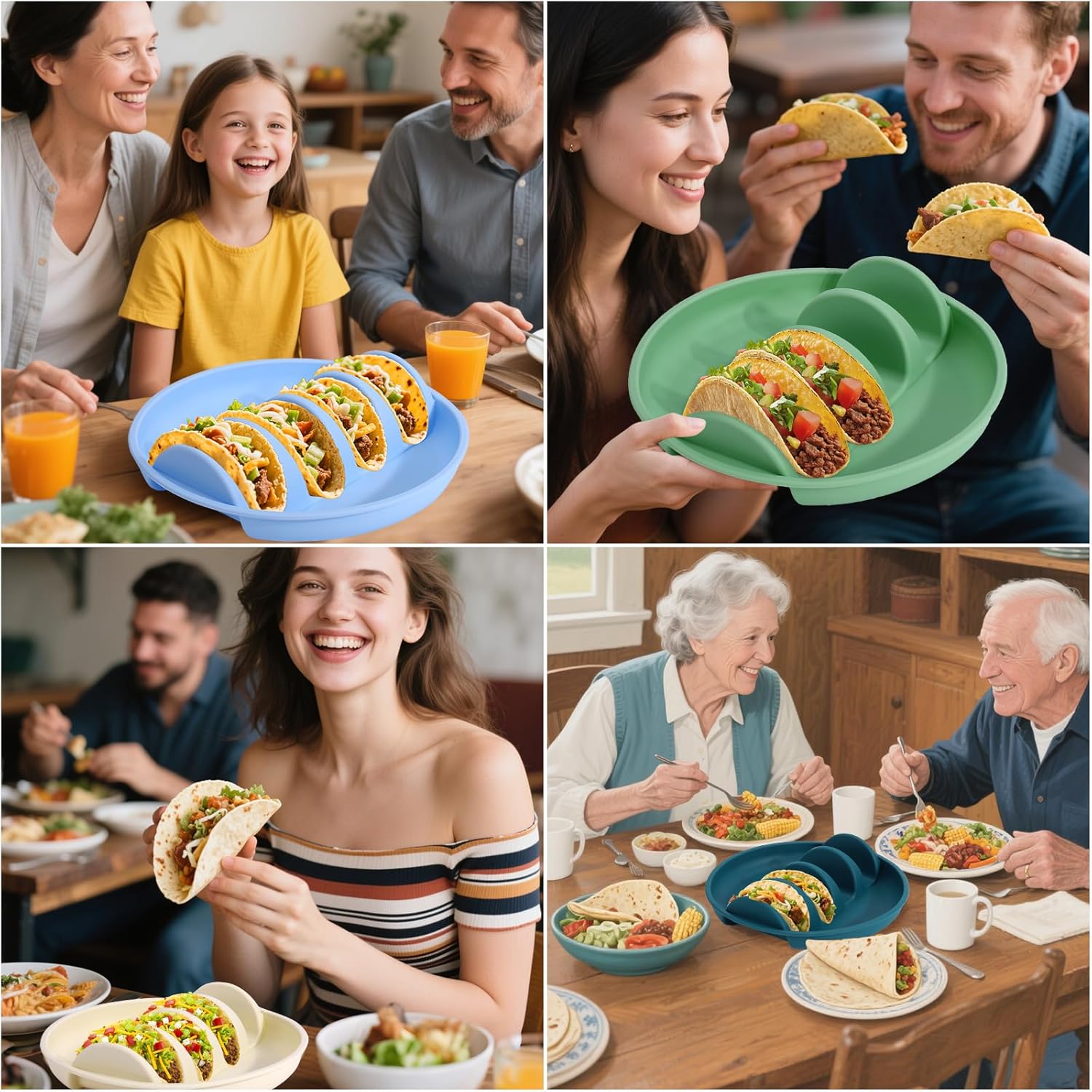 Silicone taco trays - 3-pack - with dividers - Eco-friendly - Reusable - Taco plates - Taco holders - Hard/soft taco shell holder - Taco party tray - Dishwasher and microwave safe - Image 7