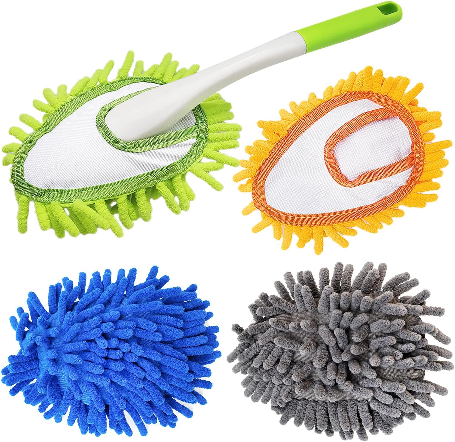 Cloth brush - Microfiber cloth - Hand-washable cloth - With 4 replaceable microfiber heads - Can be used wet and dry - Removable cleaning accessories - Suitable for office, car, windows, furniture and walls - Image 1