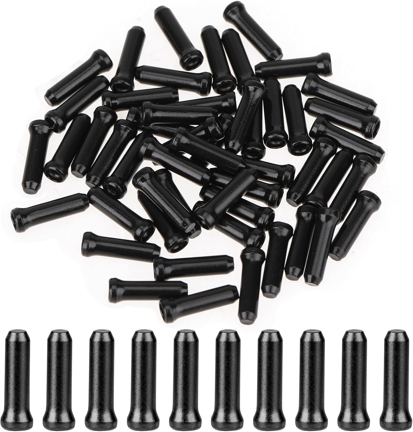 Bike Cable End Caps - 50 Pieces - Black - Bike Cable End Caps - Brake and Gear Cable Tips for Bikes - Image 1