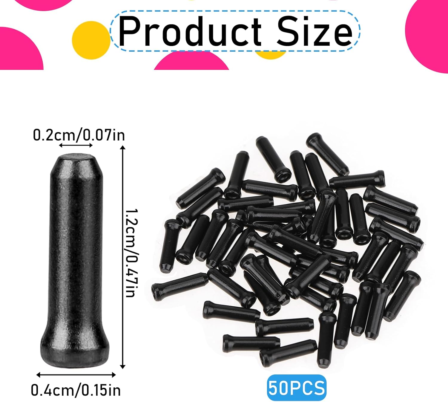 Bike Cable End Caps - 50 Pieces - Black - Bike Cable End Caps - Brake and Gear Cable Tips for Bikes - Image 2