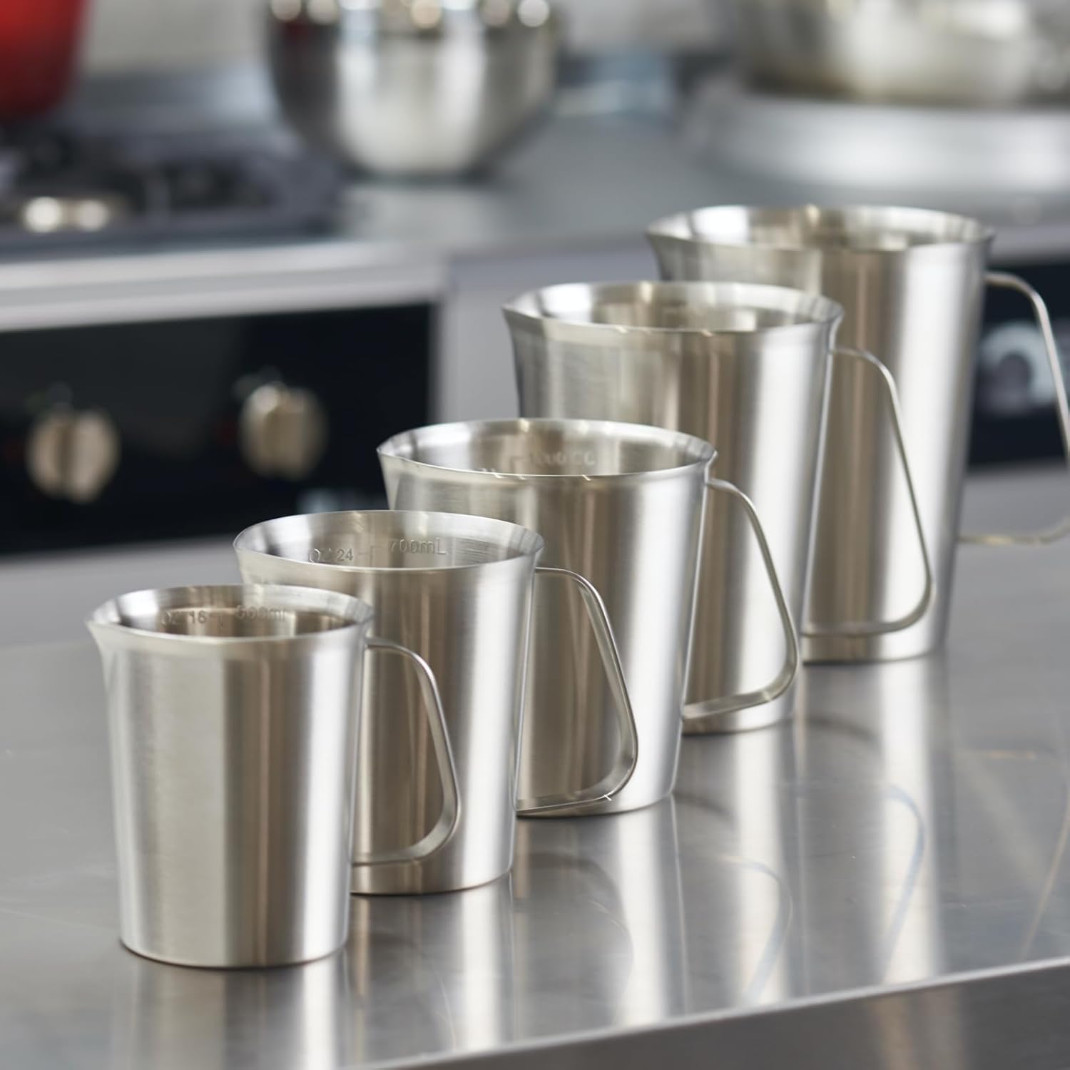 Stainless Steel Measuring Jug - 304 Stainless Steel - with Handle and Spout - Metal Pitcher with oz and ml Markings - 64 oz / 2 Litres (8 Cups) - Extra Strong Pitcher - Image 5