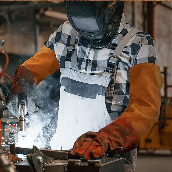 Cowhide arm protector with Velcro - Leather welding sleeve - Real cowhide arm protector - Welding sleeve - Suitable for welding work - Unisex - Heat resistant and flame retardant - Arm protection - Image 6