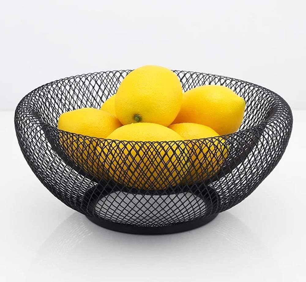 Fruit bowl - Mesh fruit bowl - Decorative fruit basket - Metal - Candy bowl - Suitable for kitchen, countertop, dining table, office - 10 inch (black) - Image 2