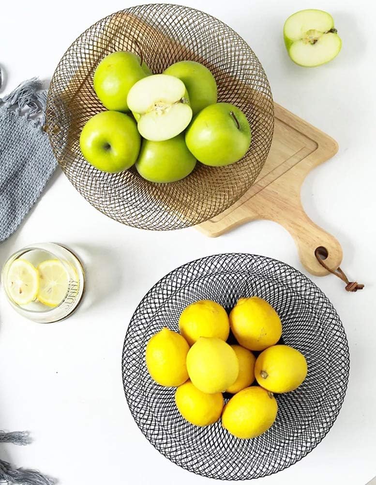 Fruit bowl - Mesh fruit bowl - Decorative fruit basket - Metal - Candy bowl - Suitable for kitchen, countertop, dining table, office - 10 inch (black) - Image 3