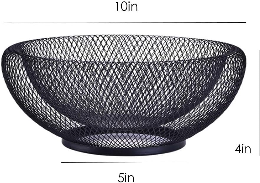Fruit bowl - Mesh fruit bowl - Decorative fruit basket - Metal - Candy bowl - Suitable for kitchen, countertop, dining table, office - 10 inch (black) - Image 4