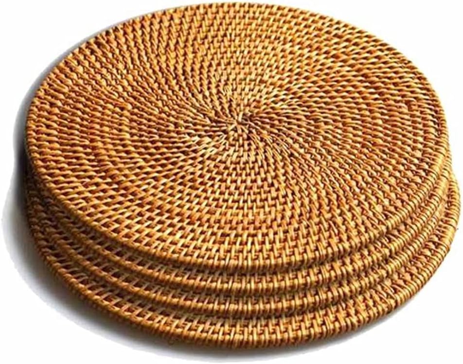Isolation mat - Woven mat - 4 pieces - Rattan mat for hot dishes - 18 cm - Anti-burn coasters - Handmade coasters - Eco-friendly coasters - Tea accessories - Image 1