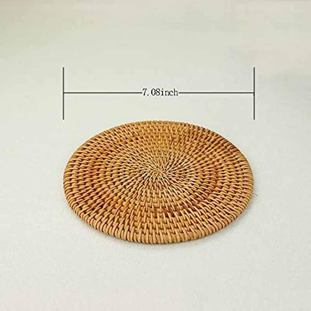 Isolation mat - Woven mat - 4 pieces - Rattan mat for hot dishes - 18 cm - Anti-burn coasters - Handmade coasters - Eco-friendly coasters - Tea accessories - Image 2