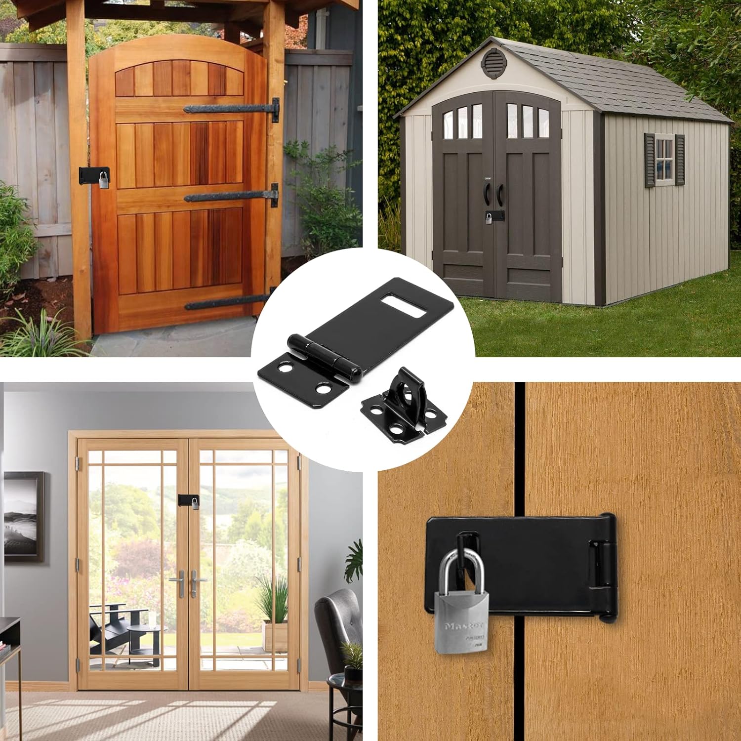 Biaungdo 2 Inch Padlock Hasp, 4 Pcs Door Slide Latch Lock Security Door Clasp Black Painted Iron Gate Bolt Lock Hasp with Screws for Door Gate, Home, Garden, Yard(Black) - Image 6