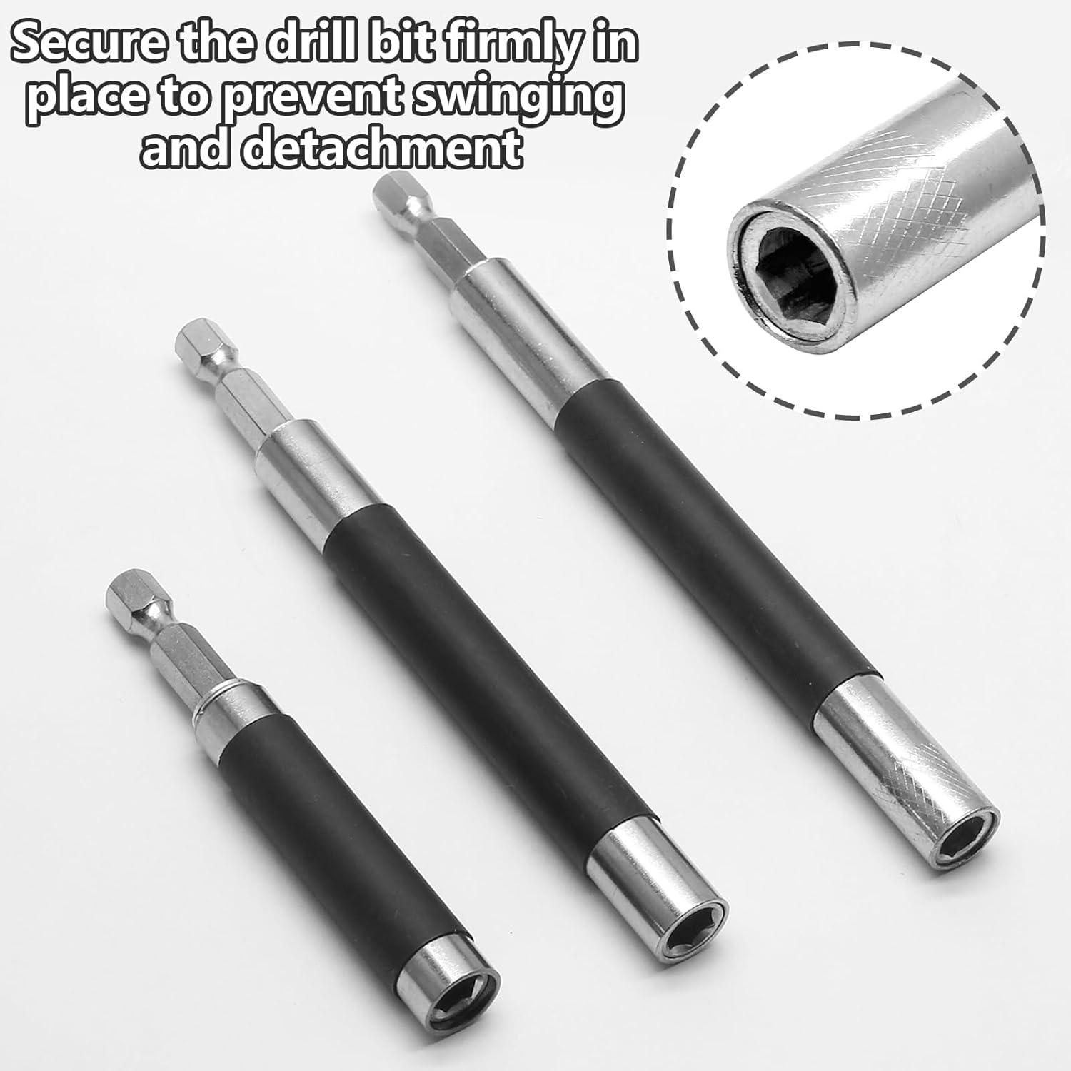 Biaungdo Magnetic Drill Bit Holder, 3 Pack Scalable Screw Drive Guide Self Retracting Sleeve, Mixed Length Extension Bar Adapter Prevent Screws Shaking (80 mm/120 mm/140 mm) - Image 2