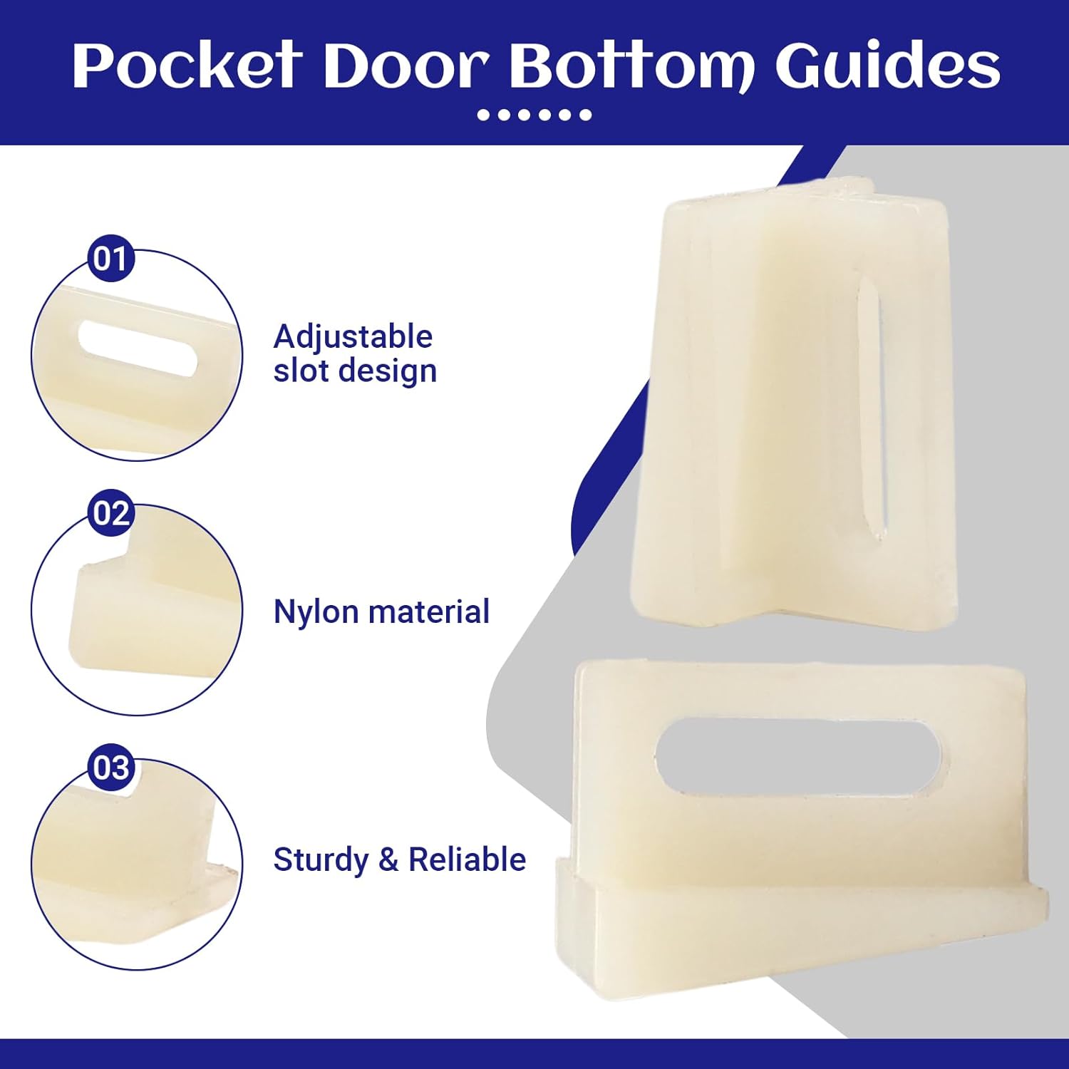 Biaungdo 10 Pack Pocket Door Bottom Guide, White Pocket Door Guide Kits Replacement - Image 2