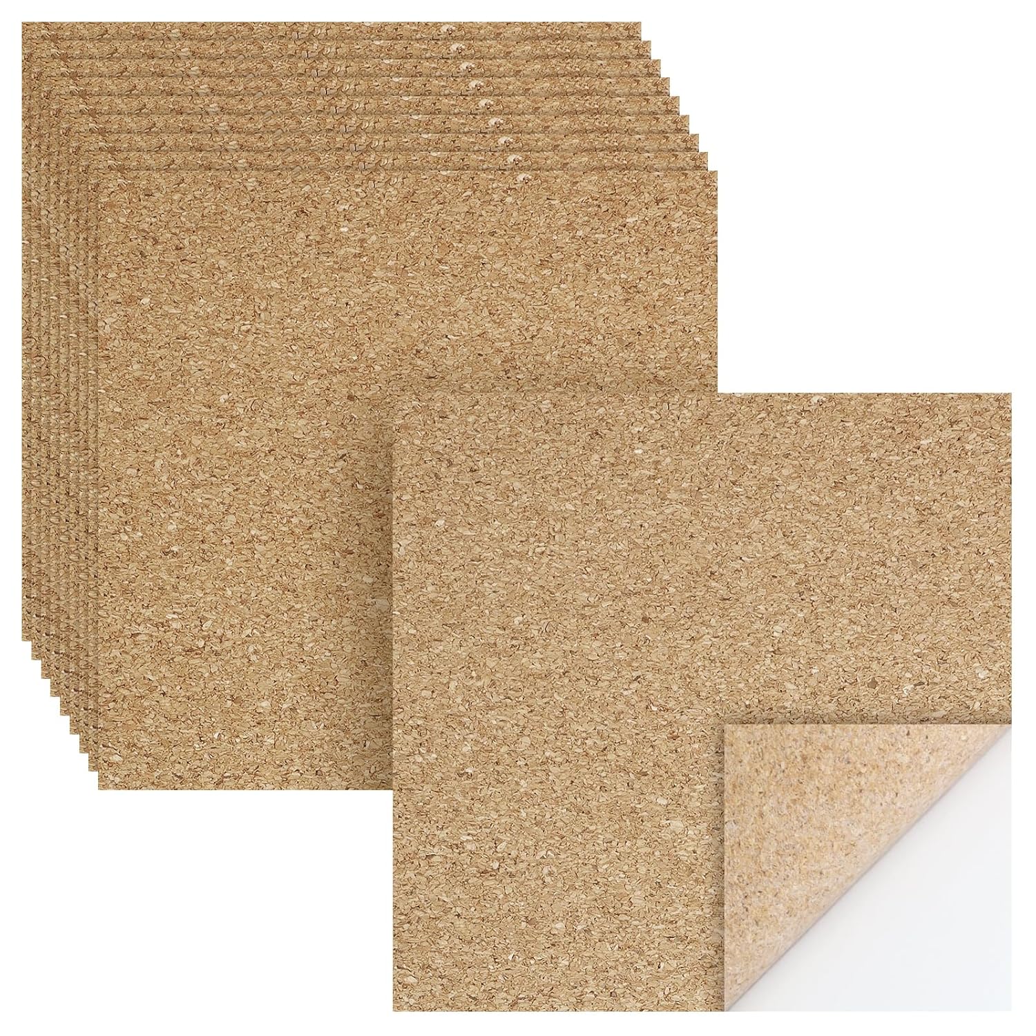 Biaungdo 10 Pcs Self Adhesive Cork Sheets, 4 X 4 Inch Cork Tile Sheet with Adhesive Backing, Square Insulation Sticky Backing Sheets for DIY Coasters, Craft Projects, Wedding Party, Wall Decor - Image 1