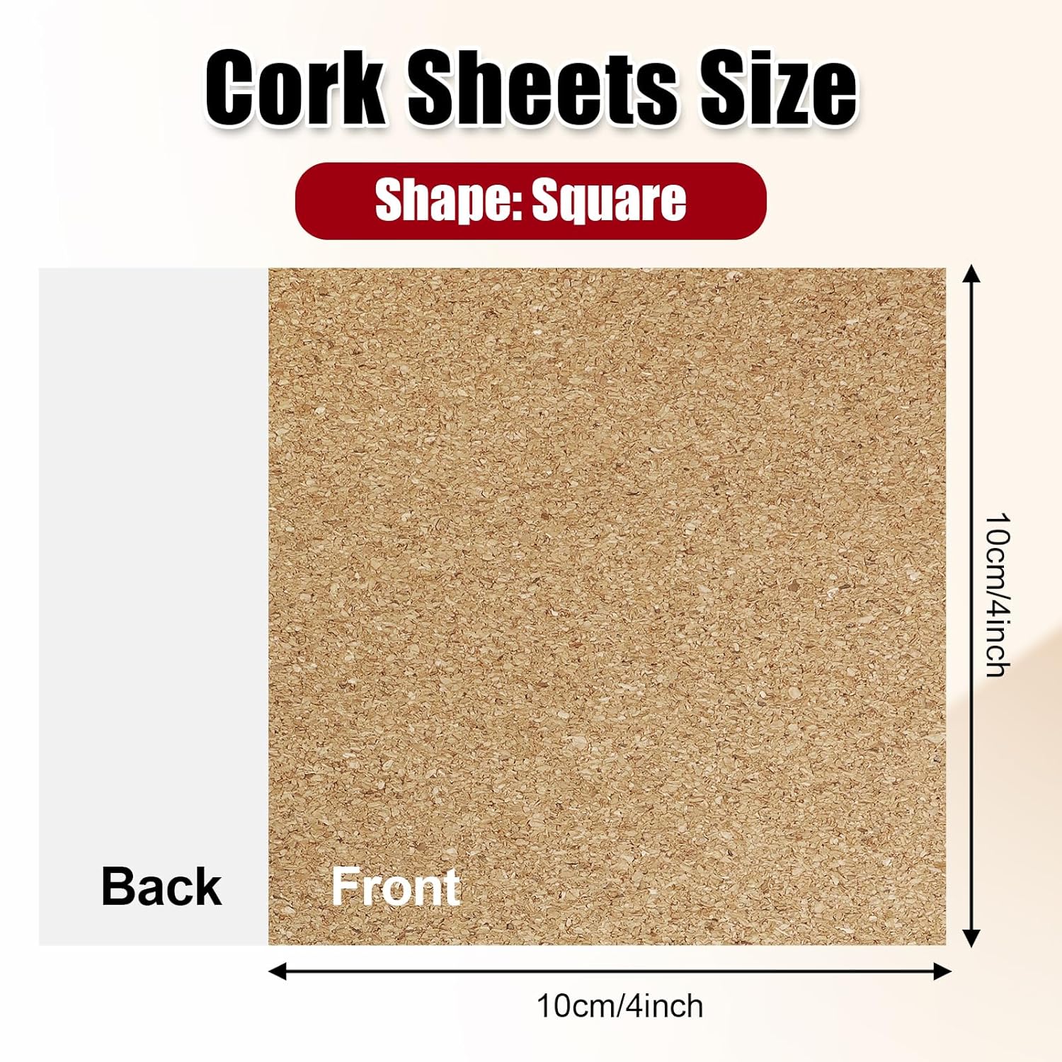 Biaungdo 10 Pcs Self Adhesive Cork Sheets, 4 X 4 Inch Cork Tile Sheet with Adhesive Backing, Square Insulation Sticky Backing Sheets for DIY Coasters, Craft Projects, Wedding Party, Wall Decor - Image 4