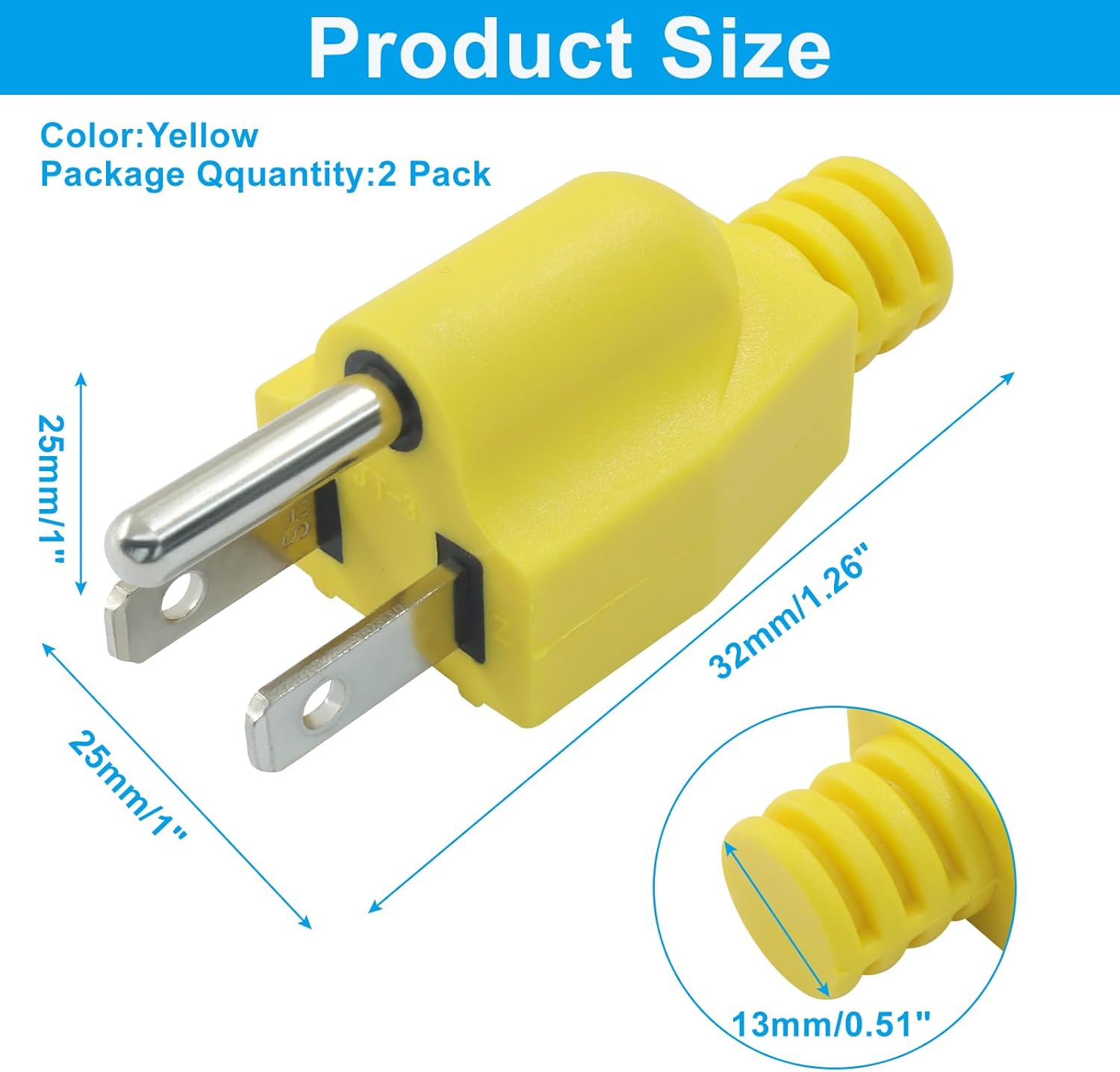 Biaungdo 2 Pack Neutral Ground Bonding Plug for Portable Inverter Generator, Surge Protector Ground Plug with Floating Neutral on RV Generator for Open Ground Error(Yellow) - Image 2