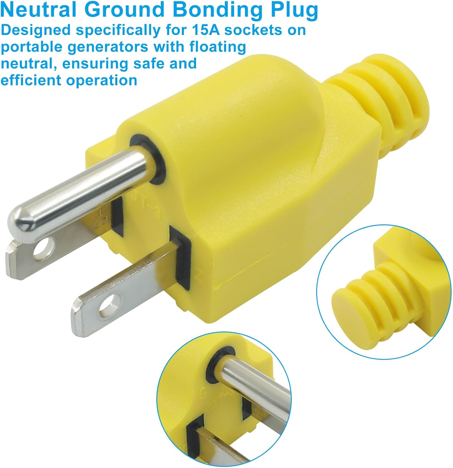 Biaungdo 2 Pack Neutral Ground Bonding Plug for Portable Inverter Generator, Surge Protector Ground Plug with Floating Neutral on RV Generator for Open Ground Error(Yellow) - Image 3