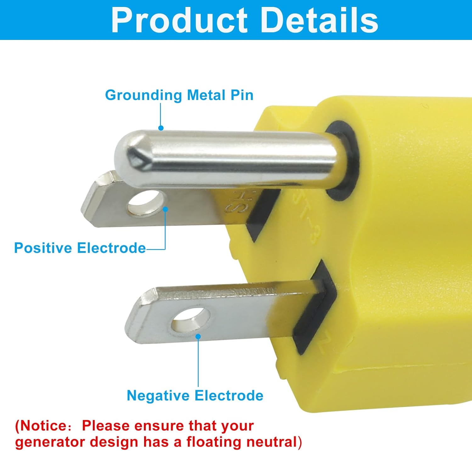 Biaungdo 2 Pack Neutral Ground Bonding Plug for Portable Inverter Generator, Surge Protector Ground Plug with Floating Neutral on RV Generator for Open Ground Error(Yellow) - Image 4