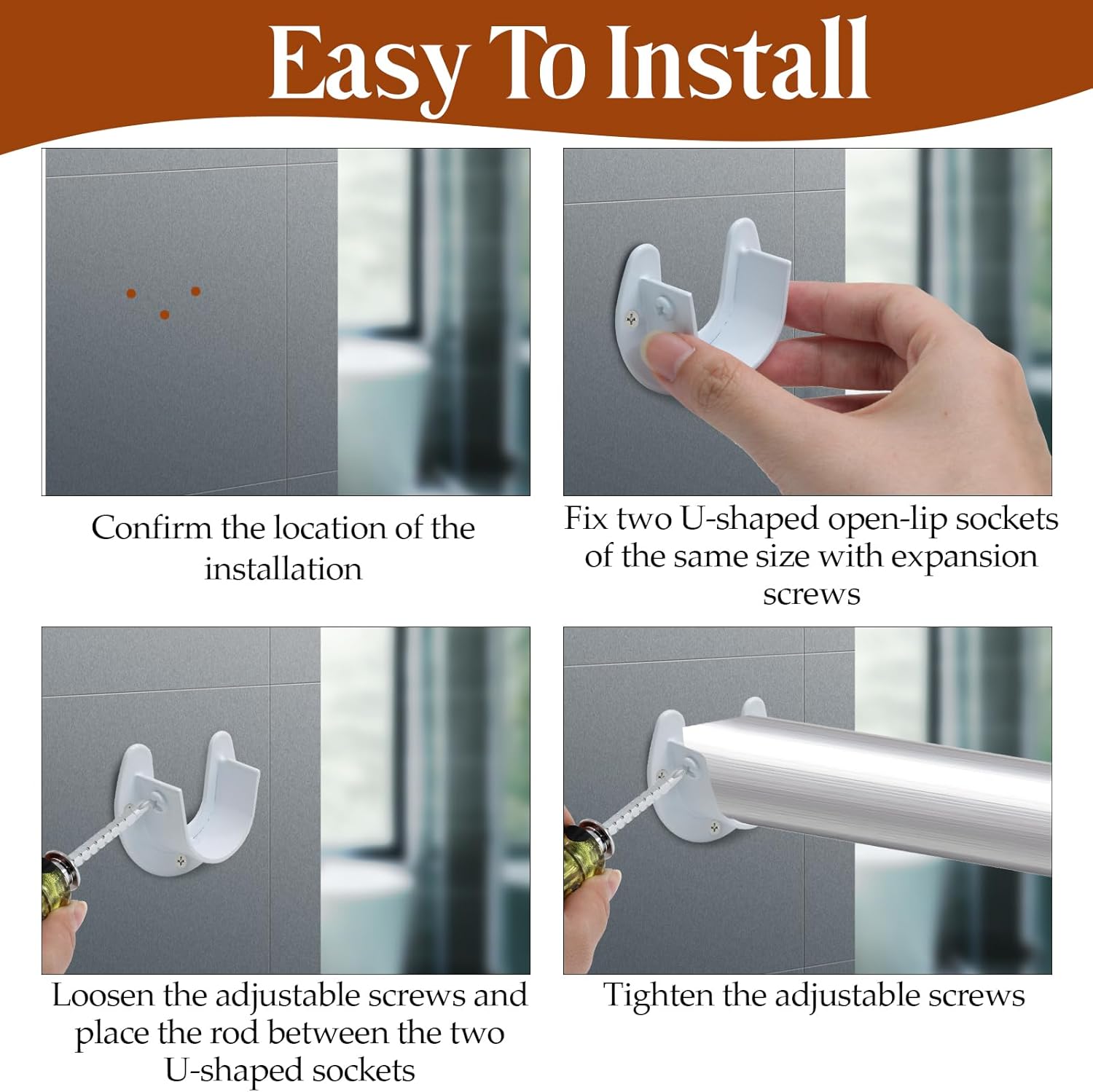 Biaungdo 1-1/4 Inch Stainless Steel Closet Rod End Supports, 2 Pcs White Heavy Duty Wardrobe Rod Brackets Closet Pole Sockets Flange Rod Holder, U-Shaped - Image 3