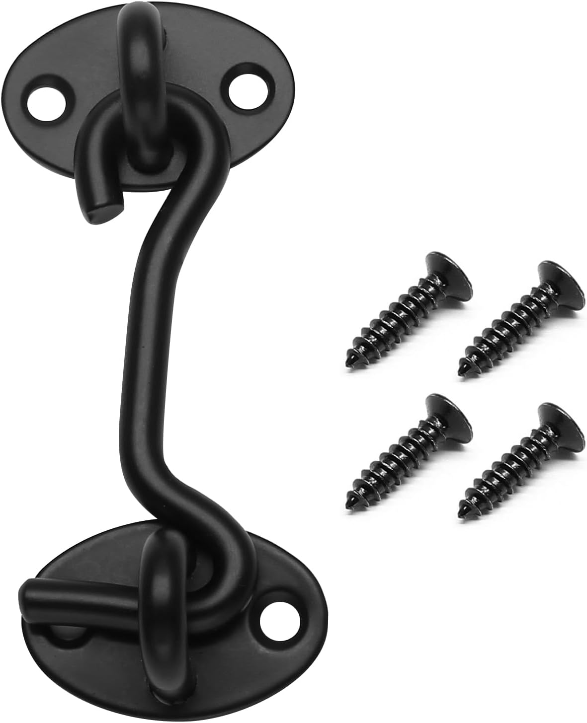 Biaungdo Heavy Duty Hook and Eye Latch, 3 Inch Black Privacy Hook Barn Door Lock Easy Lock, Stainless Steel Gate Latch for Doors/Windows/Sheds/Gates/Fences/Closets/Cabinets, 1 Pack - Image 1