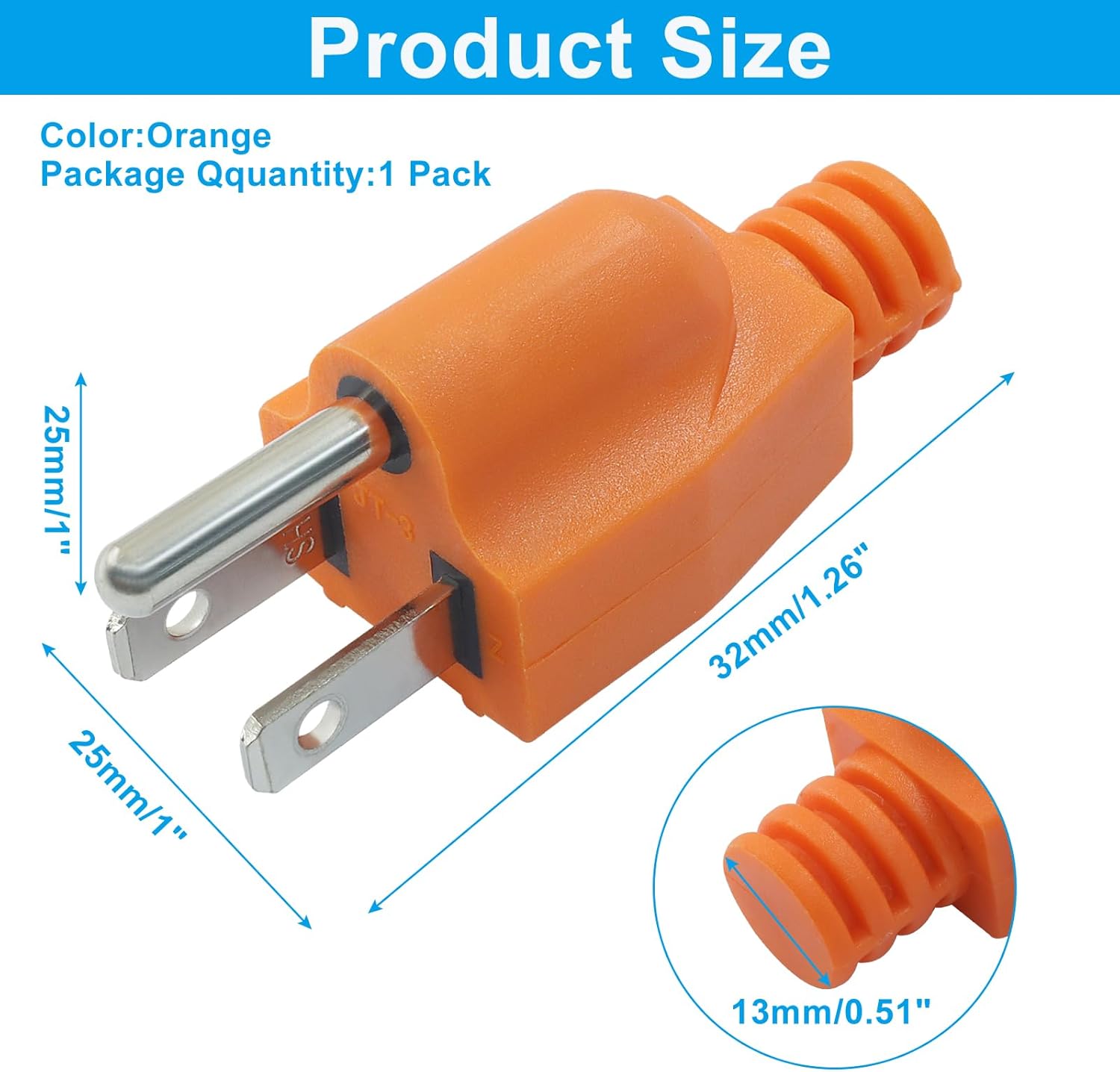 Biaungdo 1 Pack Neutral Ground Bonding Plug for Portable Inverter Generator, Surge Protector Ground Plug with Floating Neutral on RV Generator for Open Ground Error(Orange) - Image 2