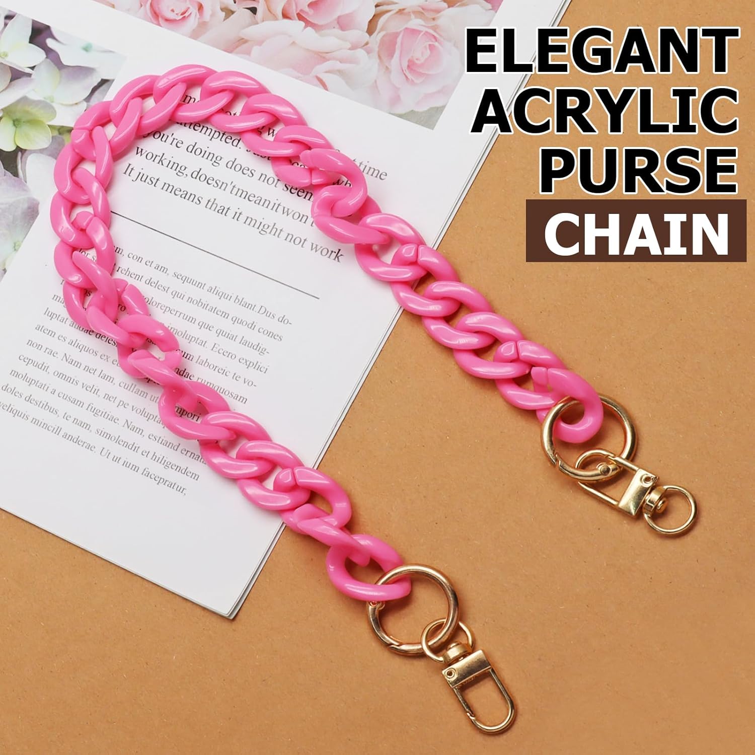 Biaungdo Acrylic Purse Chain Strap, Luxury Acrylic Handbag Strap Replacement, Short Purse Chain Handles Clutches Handles - Image 2