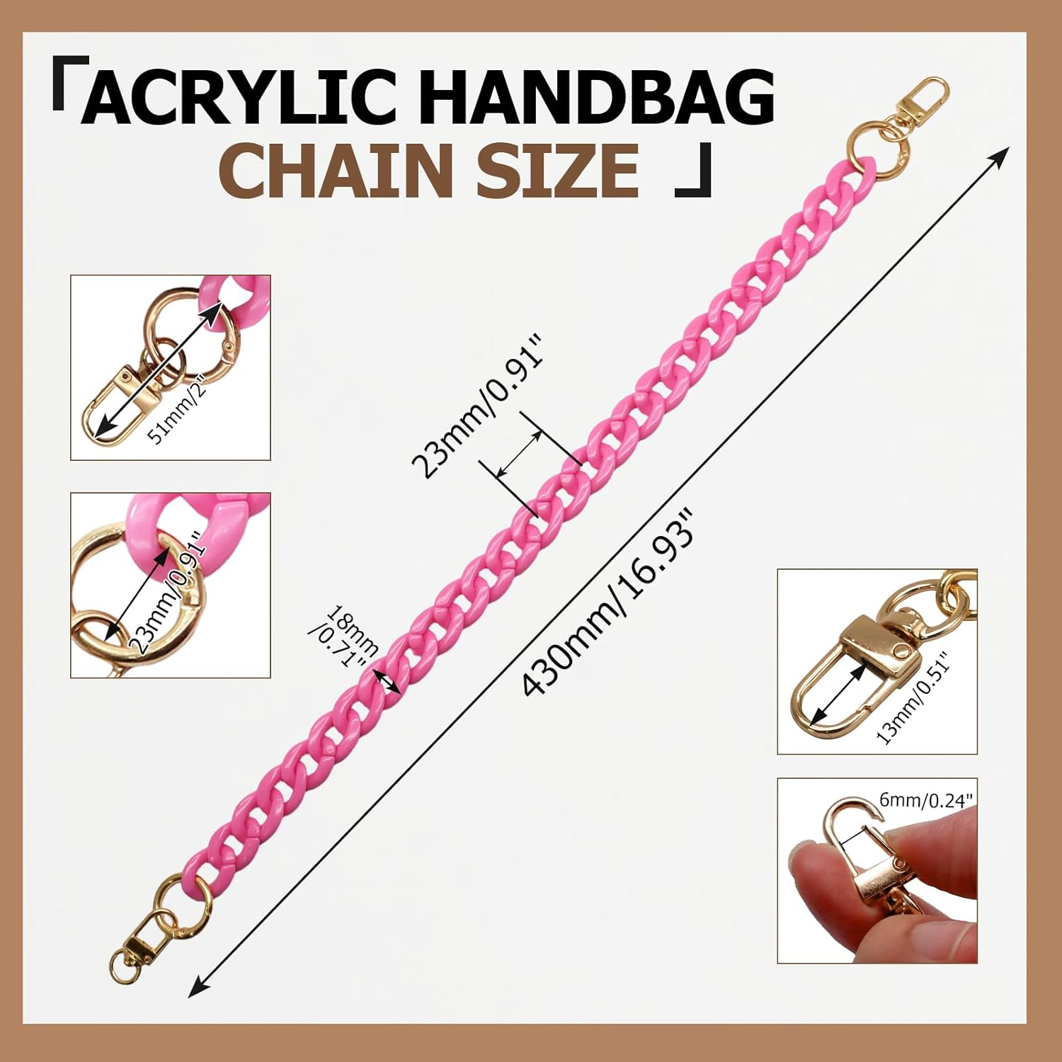 Biaungdo Acrylic Purse Chain Strap, Luxury Acrylic Handbag Strap Replacement, Short Purse Chain Handles Clutches Handles - Image 5