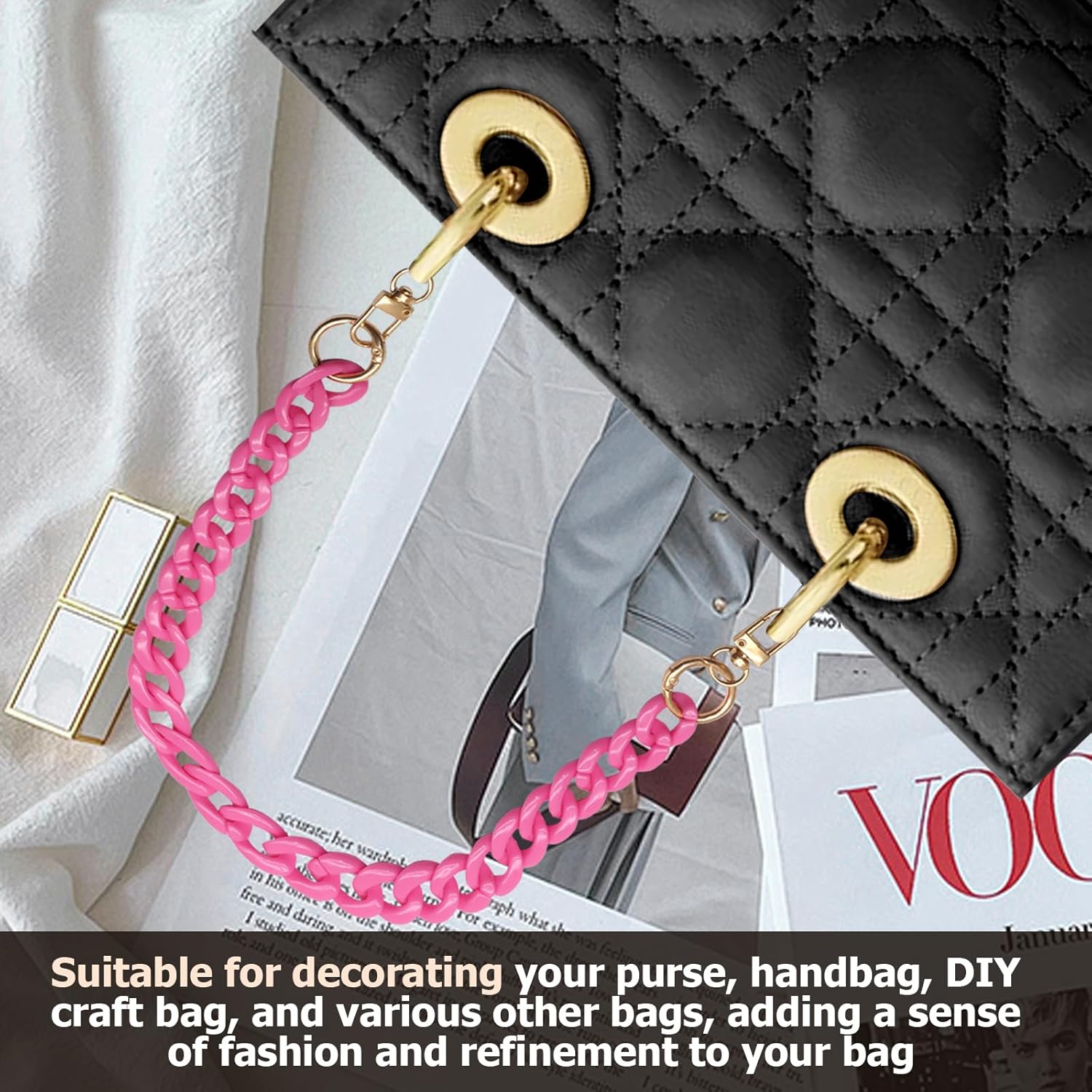 Biaungdo Acrylic Purse Chain Strap, Luxury Acrylic Handbag Strap Replacement, Short Purse Chain Handles Clutches Handles - Image 6