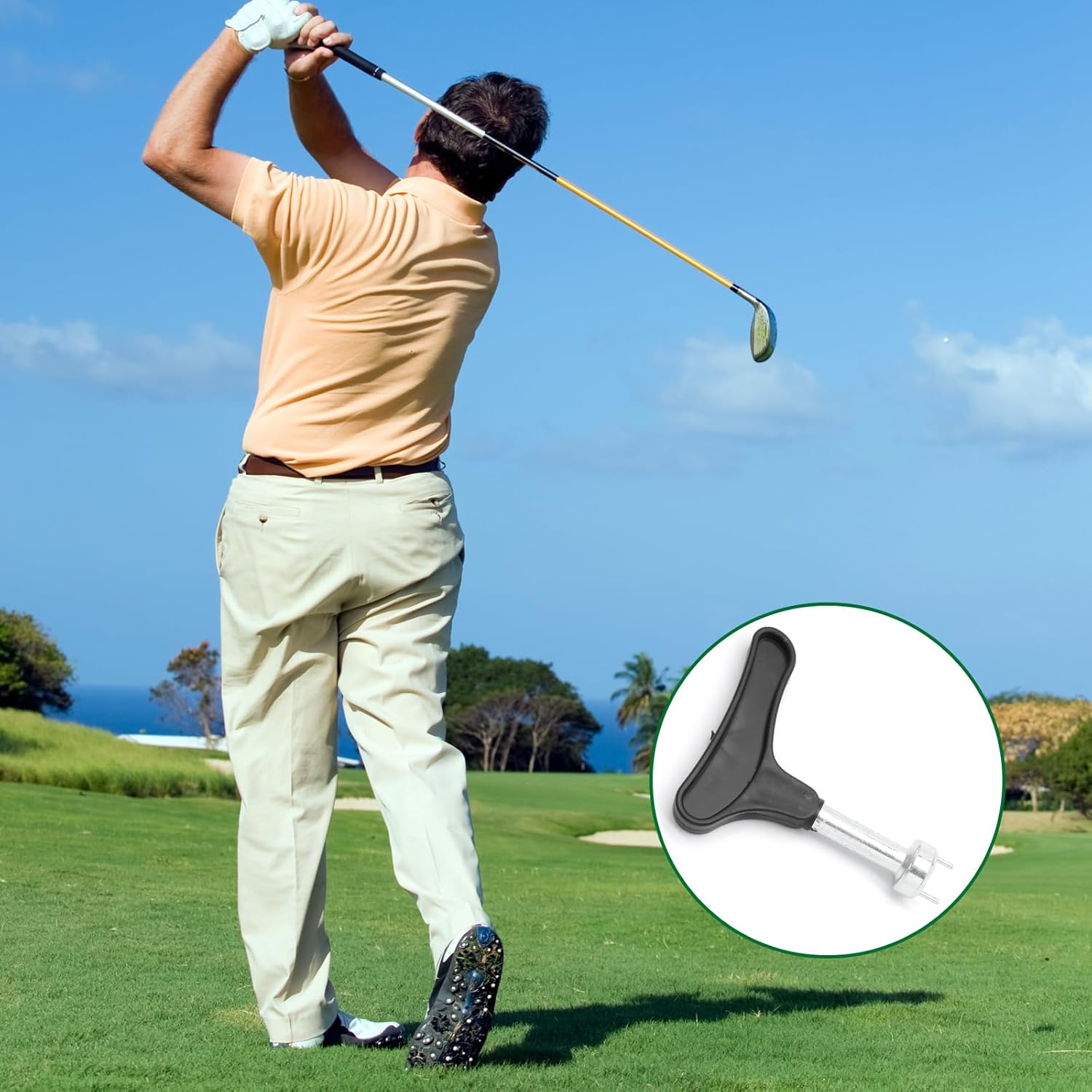 Biaungdo Golf Spike Tool for Spike Shoes, Black Golf Shoe Spike Wrench, Zinc Alloy Golf Spike Removal Tool - Image 5