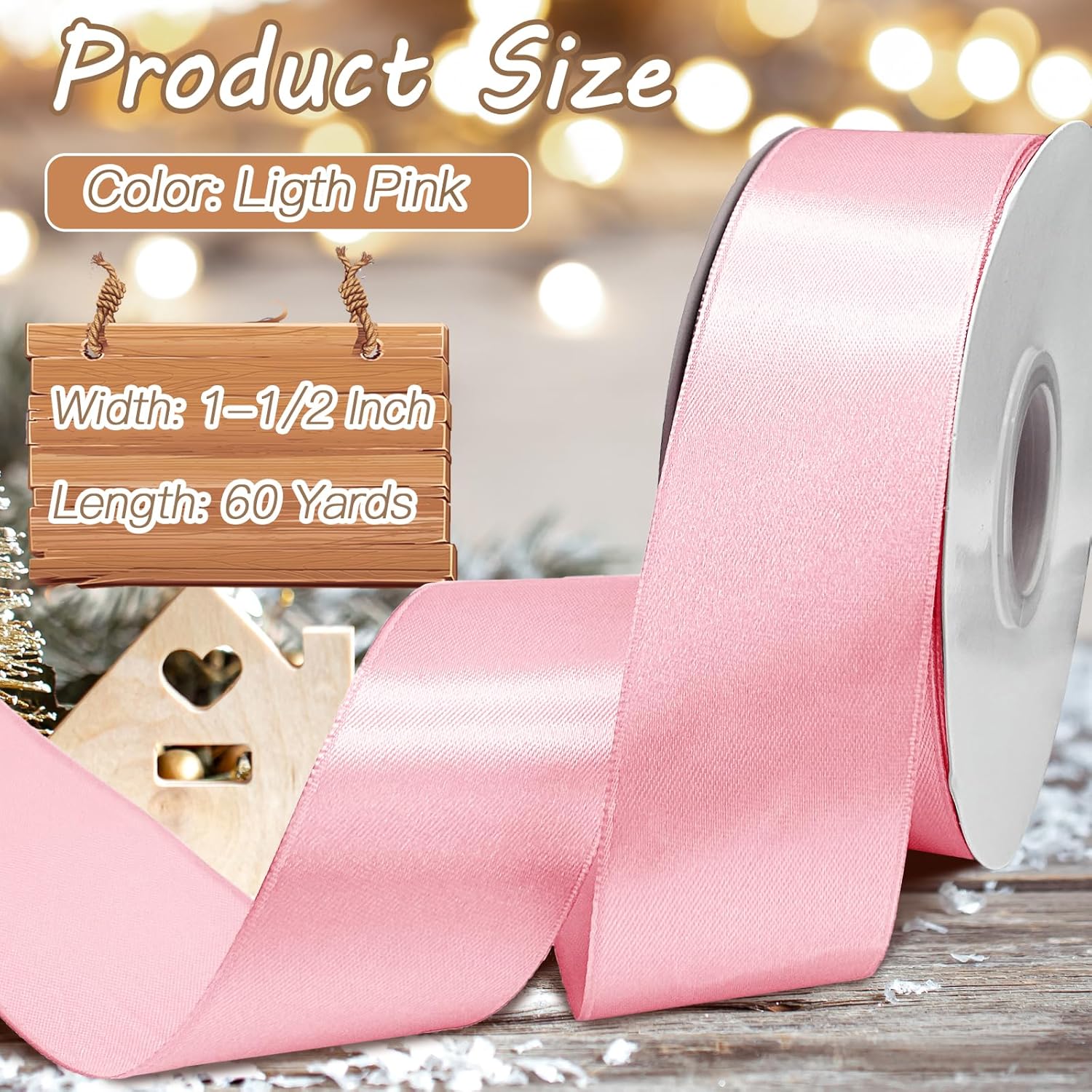 Biaungdo Light Pink Satin Ribbon 1-1/2 Inch, 60 Yards Silk Ribbon for Gift Wrapping, Silky Polyester Fabric for Crafts Wedding Flower Bouquet Party Bows Making Decoration - Image 4