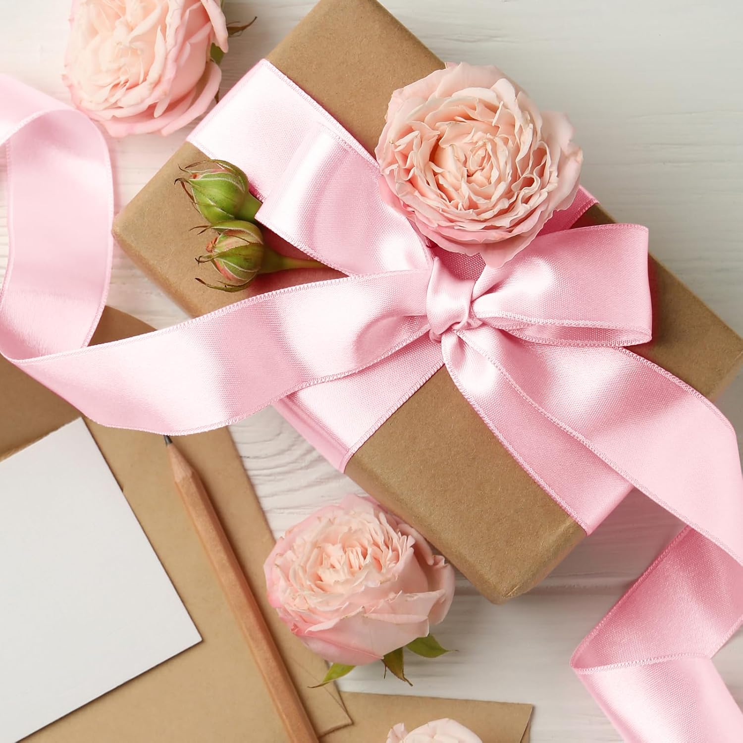 Biaungdo Light Pink Satin Ribbon 1-1/2 Inch, 60 Yards Silk Ribbon for Gift Wrapping, Silky Polyester Fabric for Crafts Wedding Flower Bouquet Party Bows Making Decoration - Image 5