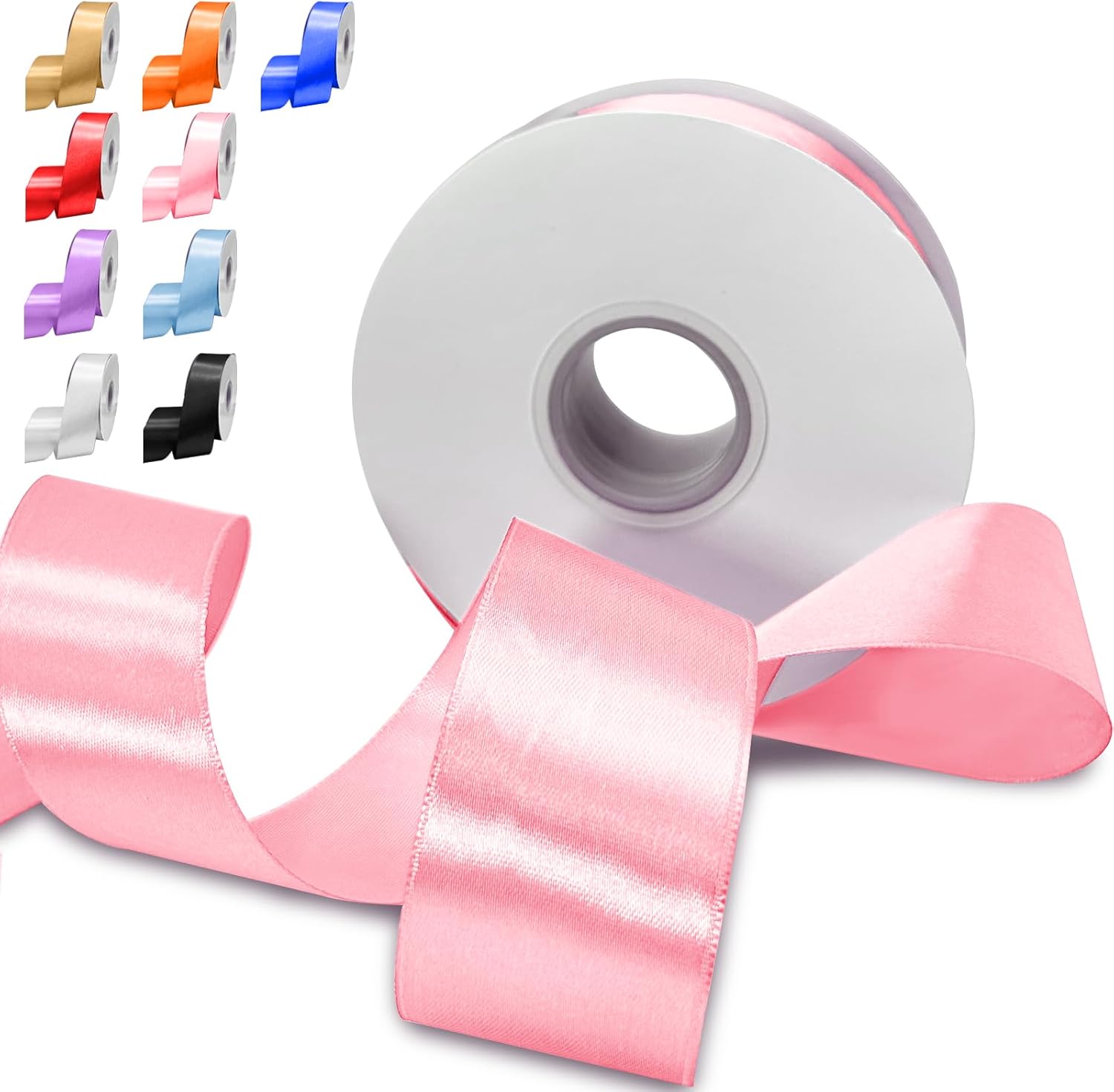 Biaungdo Light Pink Satin Ribbon 1-1/2 Inch, 60 Yards Silk Ribbon for Gift Wrapping, Silky Polyester Fabric for Crafts Wedding Flower Bouquet Party Bows Making Decoration - Image 7
