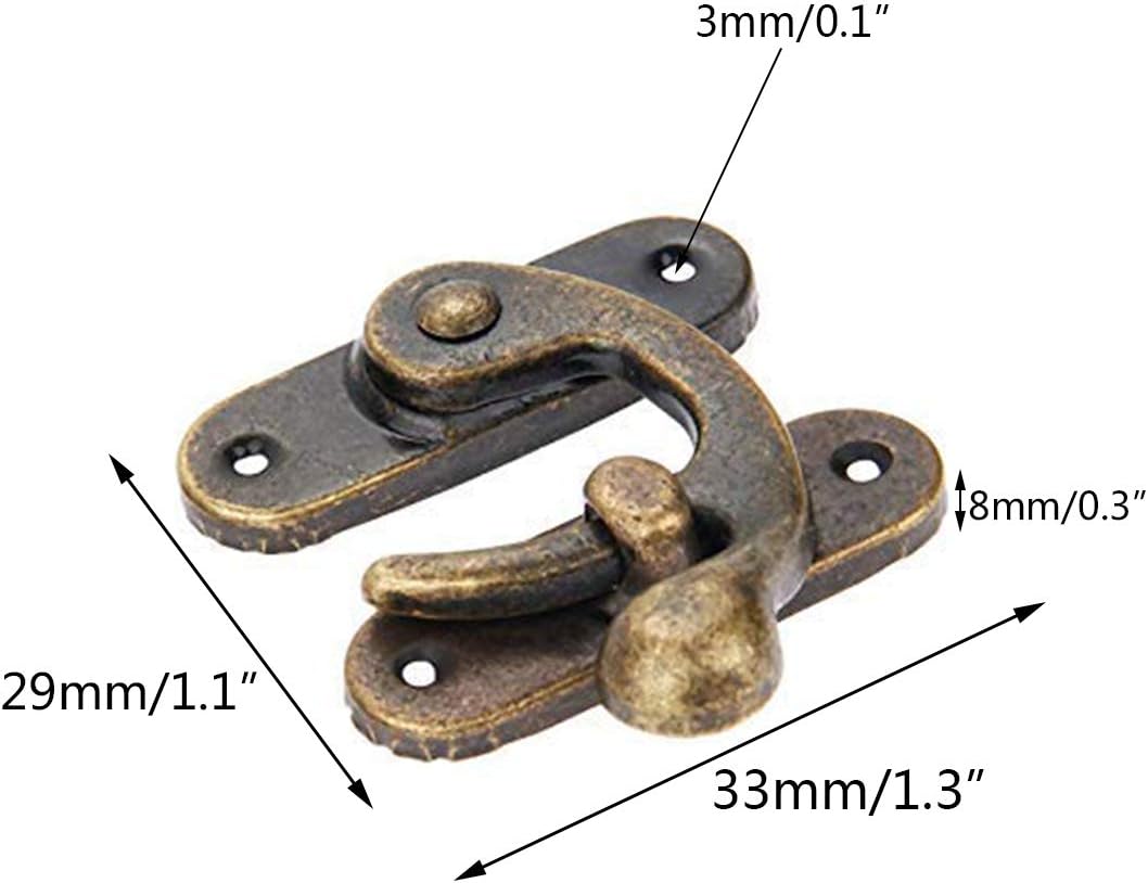 Biaungdo 5pcs Retro Vintage Style Swing Bag Clasp Closure Lock Latch for Furniture Wooden Box Jewelry Case Bronze Tone - Image 3