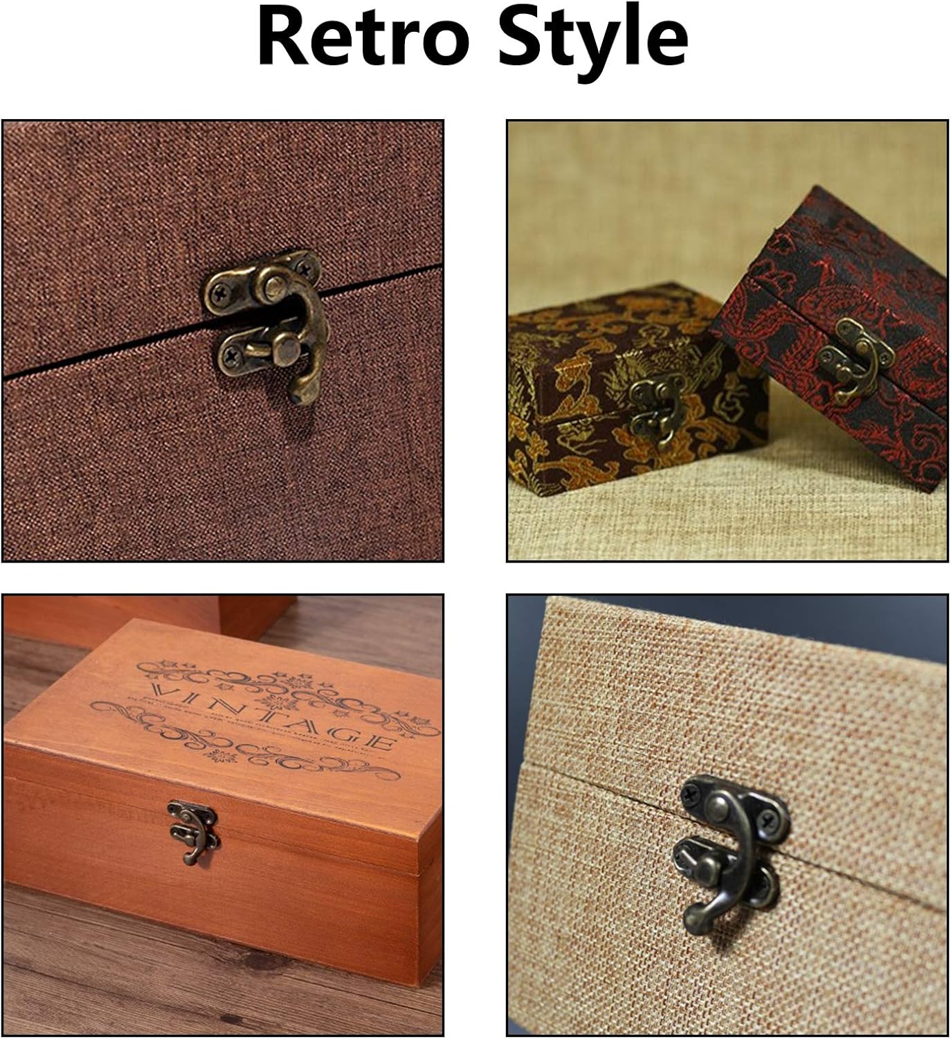 Biaungdo 5pcs Retro Vintage Style Swing Bag Clasp Closure Lock Latch for Furniture Wooden Box Jewelry Case Bronze Tone - Image 5