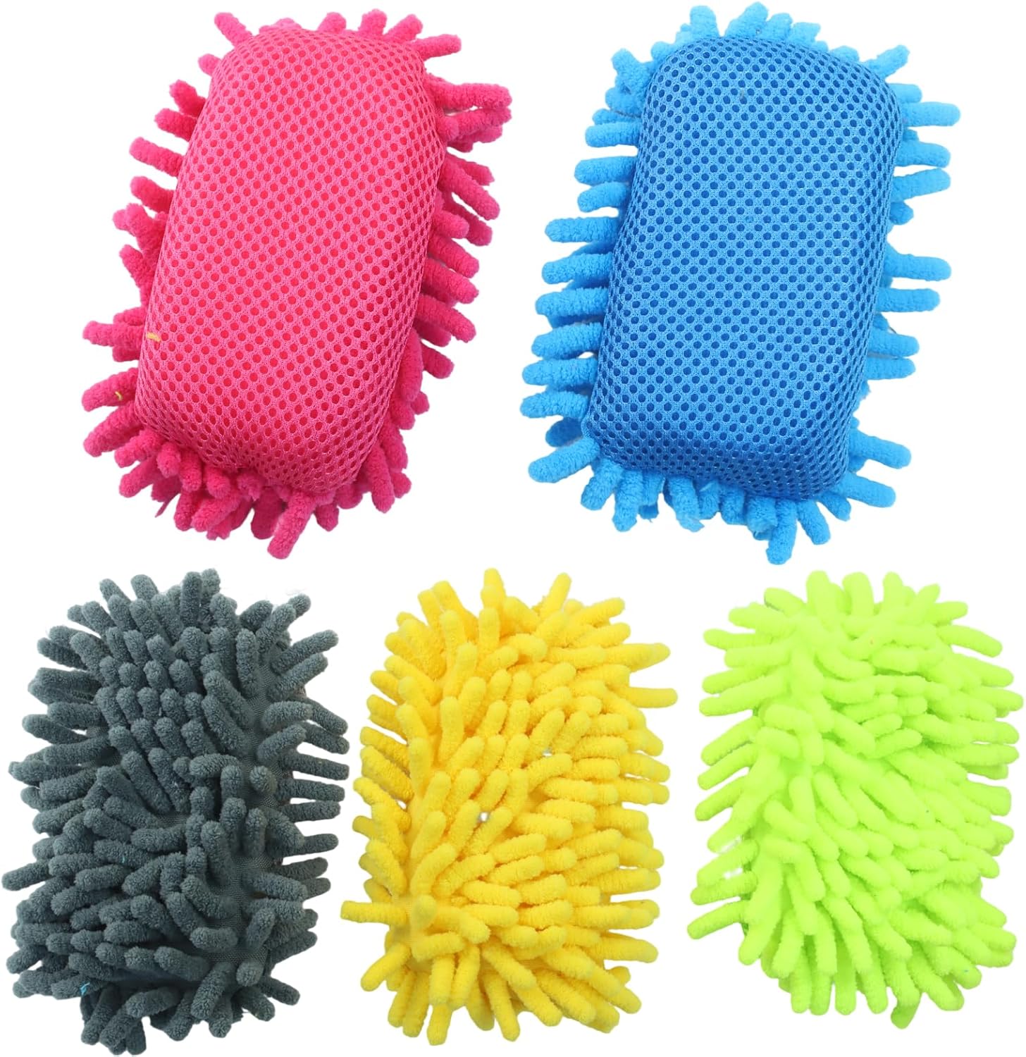 Biaungdo 5 Pack Washable Whiteboard Eraser, Microfiber Shag Dry Eraser for Classroom Teacher Supplies, Office, Home(Grey, Blue, Green, Yellow, Pink) - Image 1