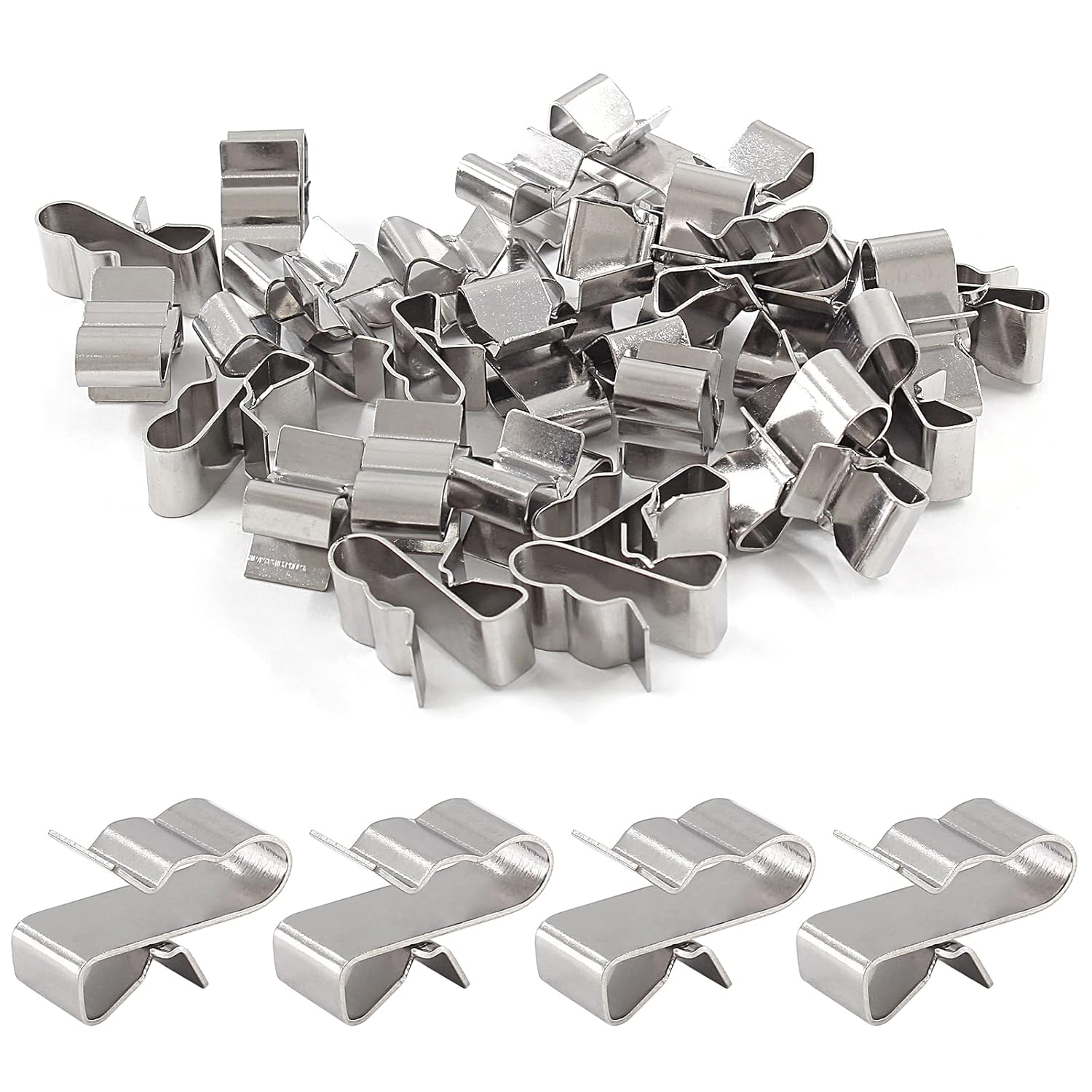 Biaungdo 30 Pcs Trailer Frame Wire Clips, Stainless Steel Metal Solar Panel Wire Clip 22.5 mm/ 0.89 Inch Double Wire Clamps Wire Rope Clips for PV Wiring Boat Cable, Boat Trailer - Image 1