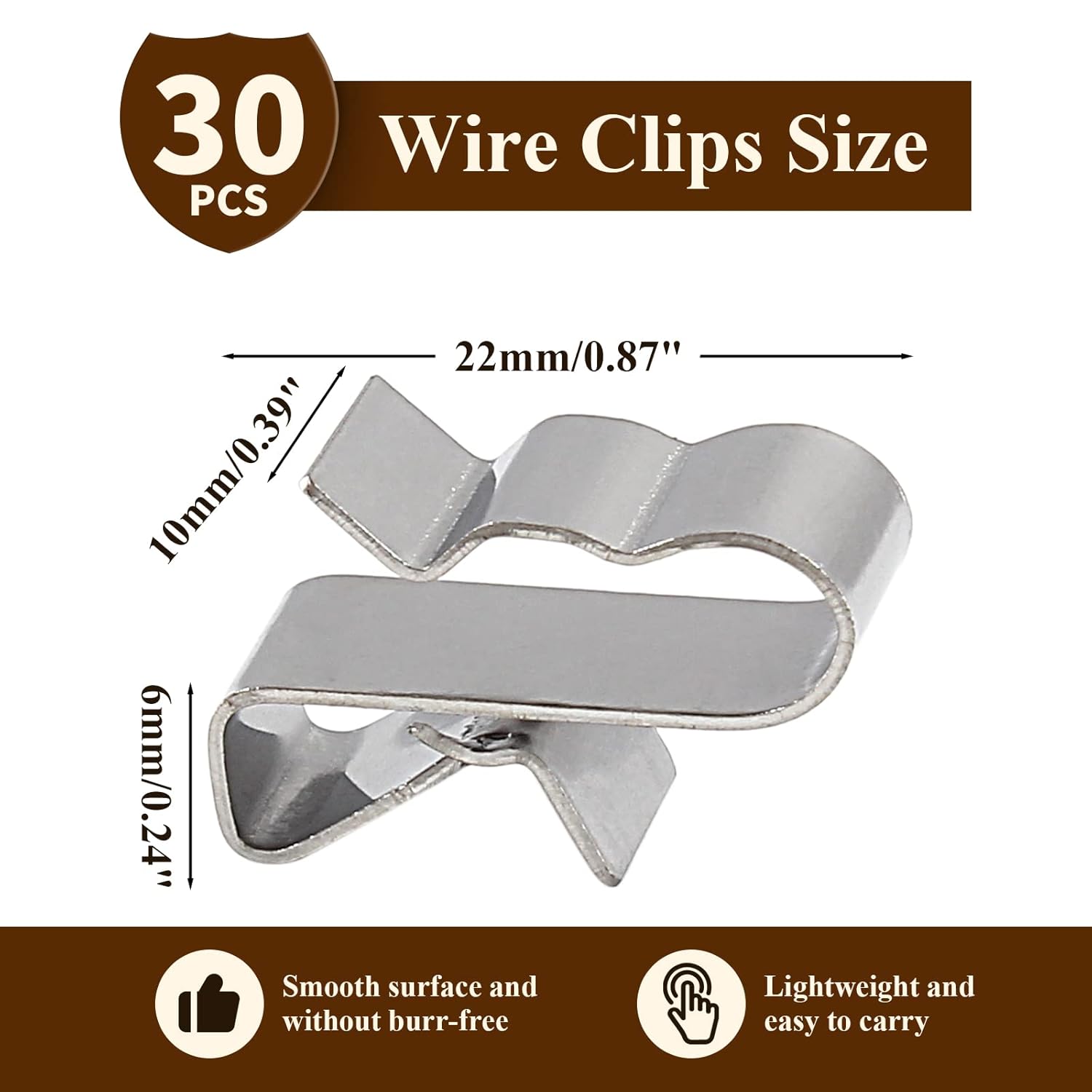 Biaungdo 30 Pcs Trailer Frame Wire Clips, Stainless Steel Metal Solar Panel Wire Clip 22.5 mm/ 0.89 Inch Double Wire Clamps Wire Rope Clips for PV Wiring Boat Cable, Boat Trailer - Image 2