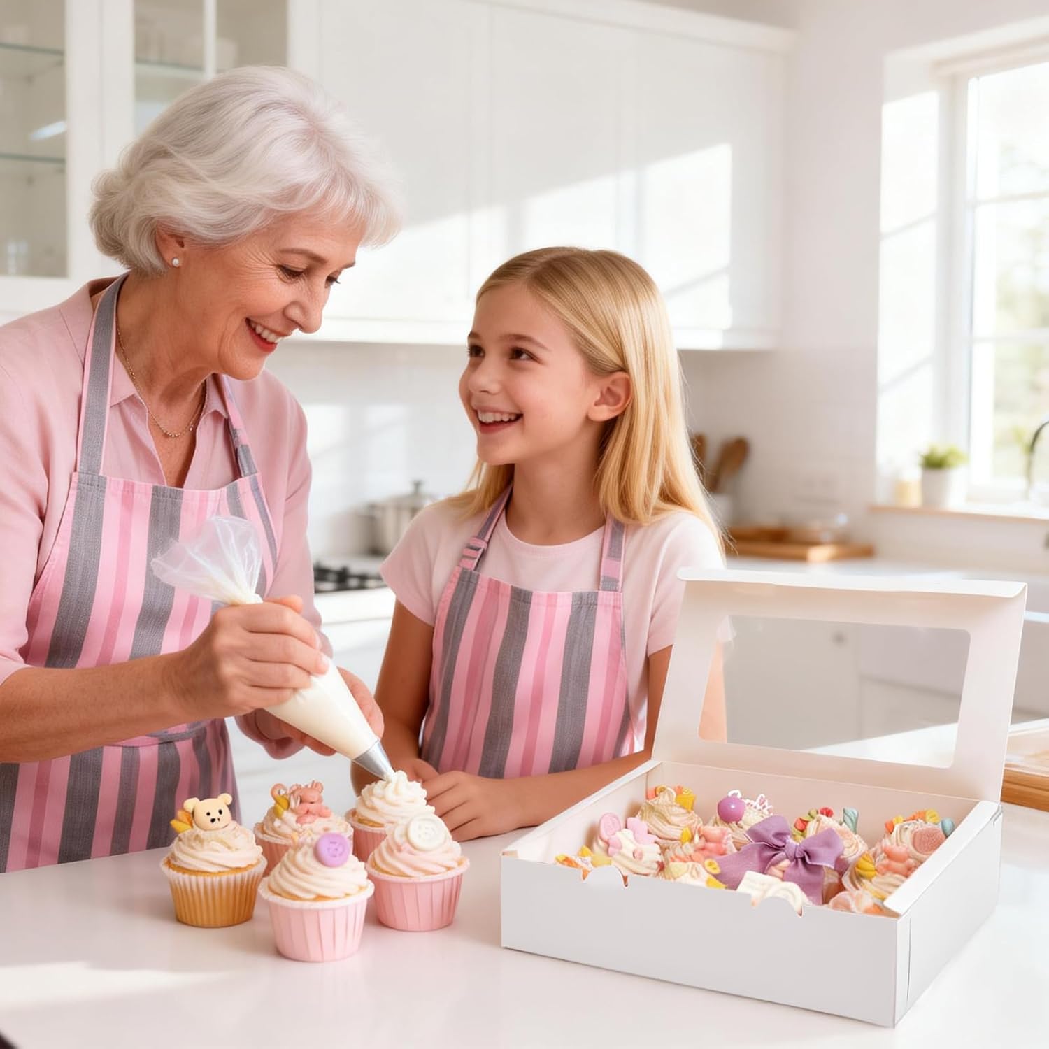Moretoes 3PCS Cupcake Boxes with Window,Hold 12 Count Cupcake Containers for Cupcakes, Desserts, and More (White) - Image 6