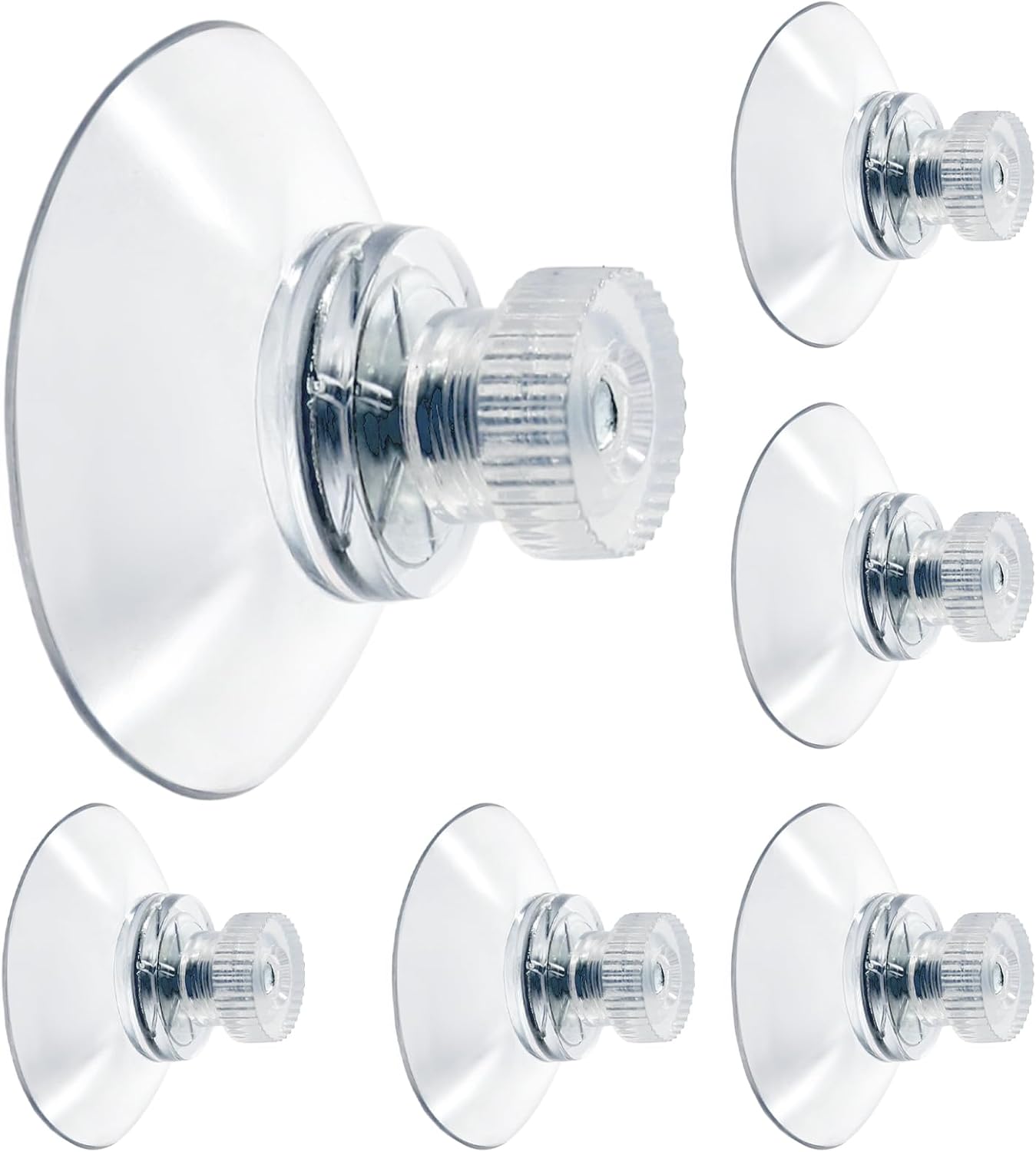 Biaungdo 6 Pack 32mm Suction Cups with Screws Nut, Clear PVC Sucker Pads Holder, Plastic Strong Sucker Suction Cup Holder for Window, Bathroom Wall, Car Shade, Home Decoration - Image 1