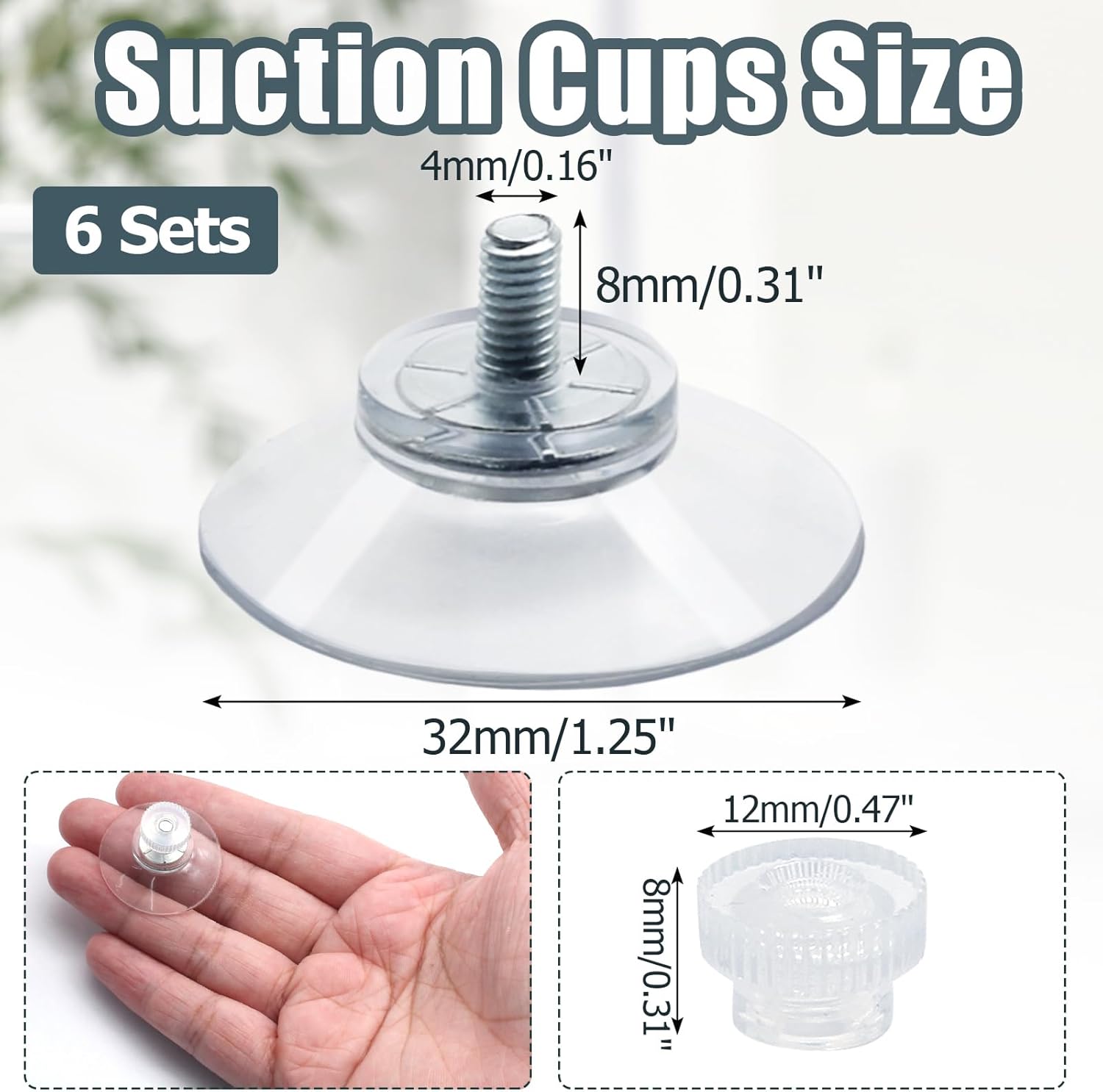 Biaungdo 6 Pack 32mm Suction Cups with Screws Nut, Clear PVC Sucker Pads Holder, Plastic Strong Sucker Suction Cup Holder for Window, Bathroom Wall, Car Shade, Home Decoration - Image 2
