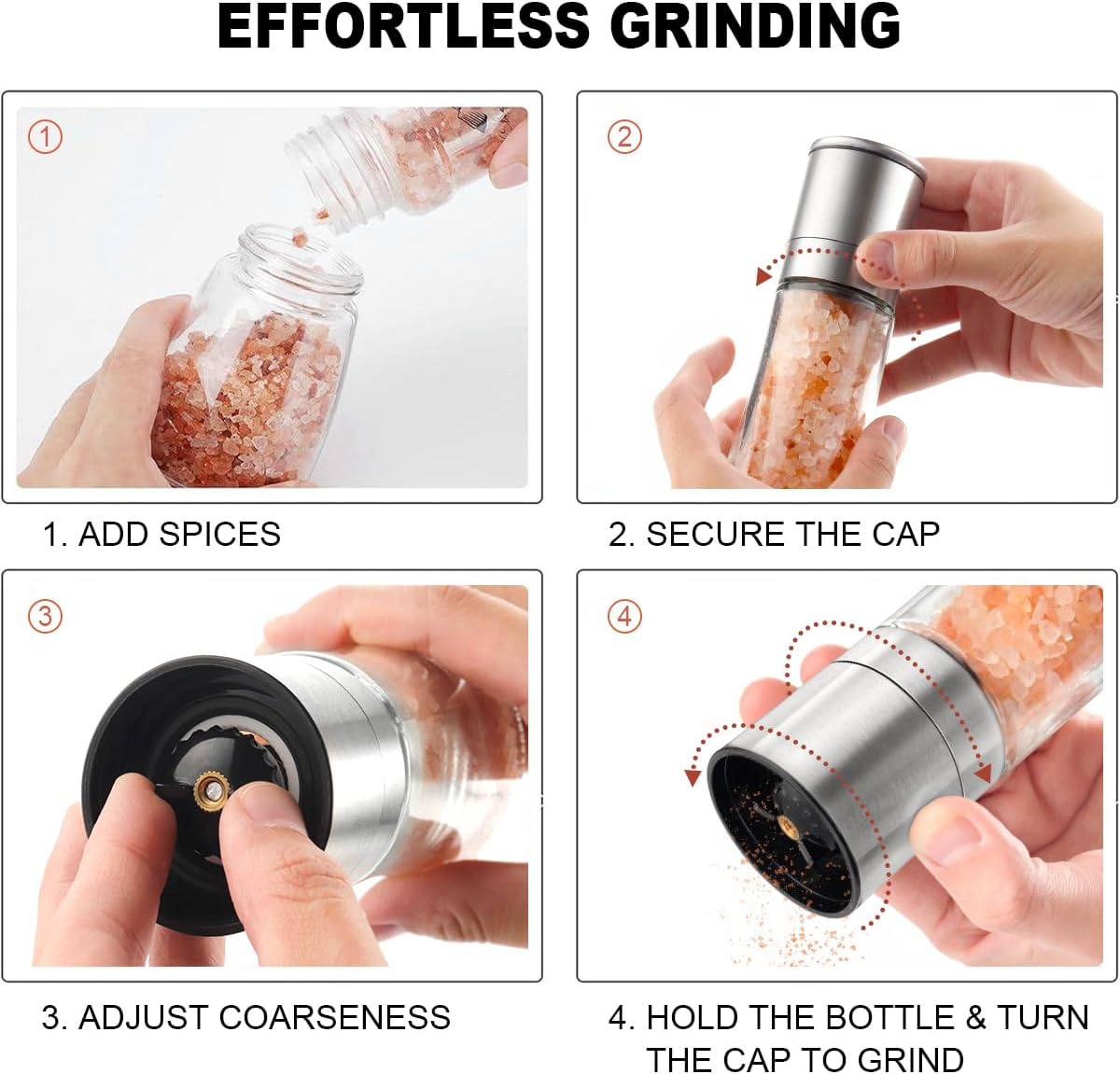 Salt Grinder Pepper Mill, and Set (Single Grinder) - Image 6