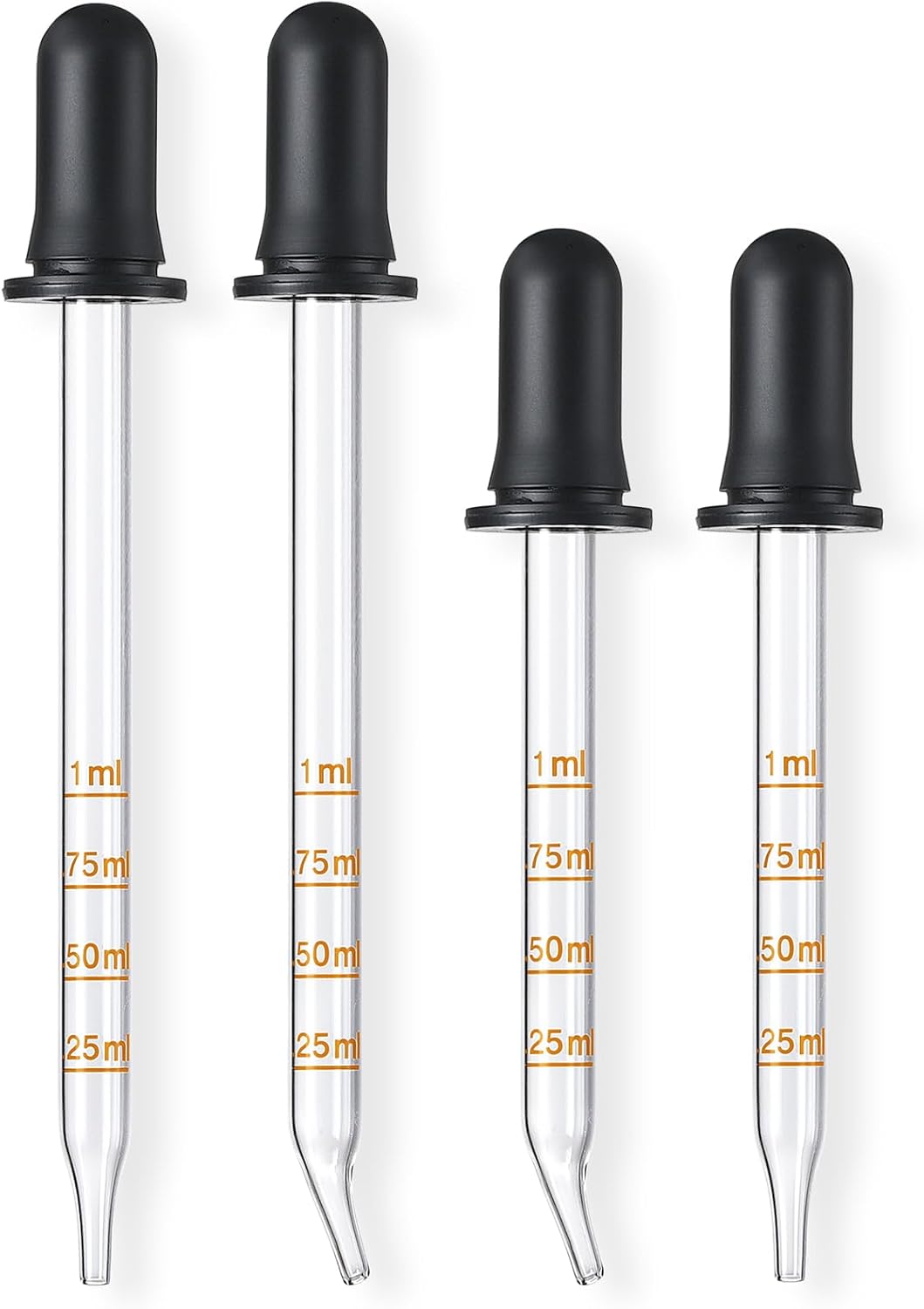 4 Pack, 1 mL Glass Eye Dropper with Measurement - Long & Short, Bent & Straight Tip Calibrated Glass Medicine Droppers, Accurate Dose Pipette Dropper for Essential Oils, Feeding, Ear, Lab, Health Care - Image 8