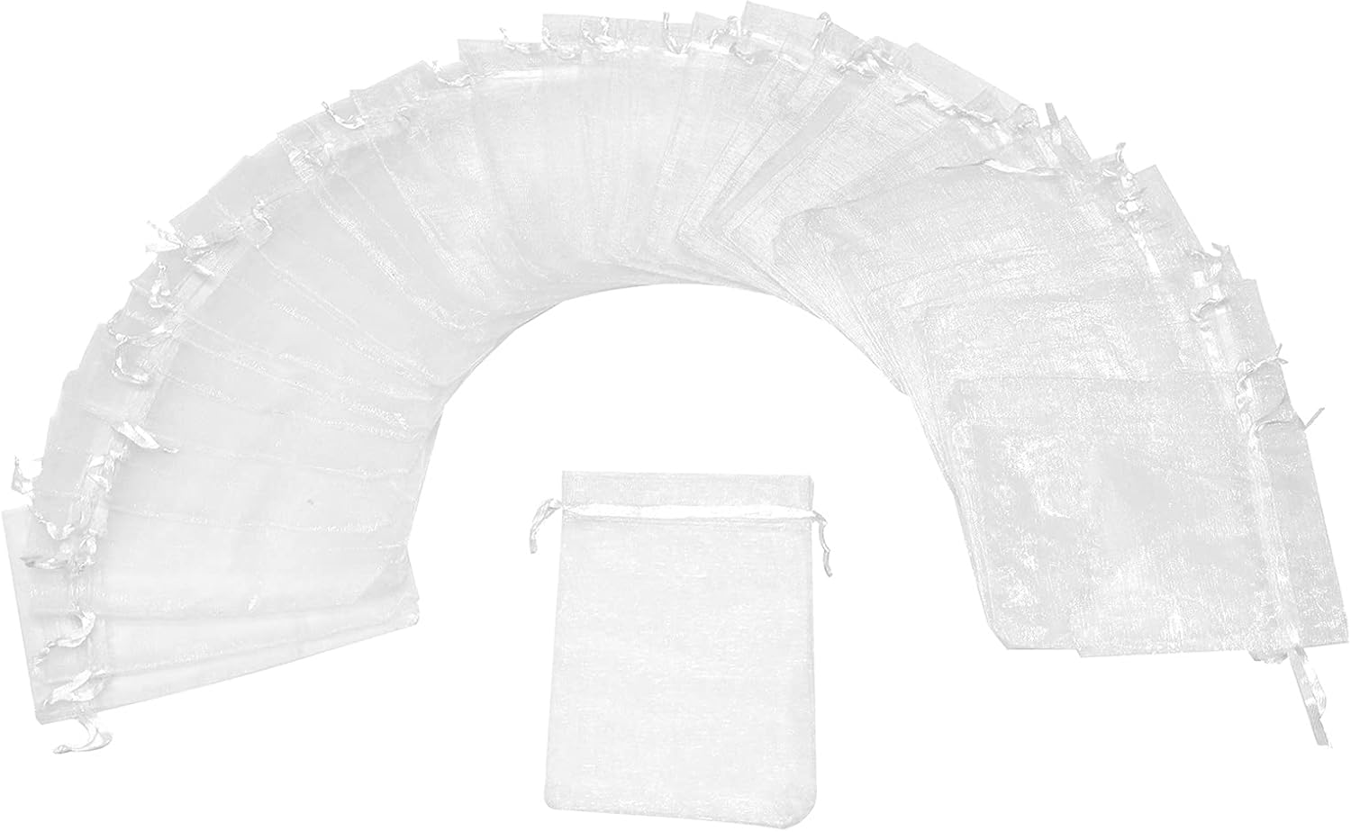50Pcs White Organza Bags 3x4 Inch, Small Sheer Wedding Party Favor Bags with Drawstring, Mesh Jewelry Gift Bags Christmas Candy Pouches - Image 2