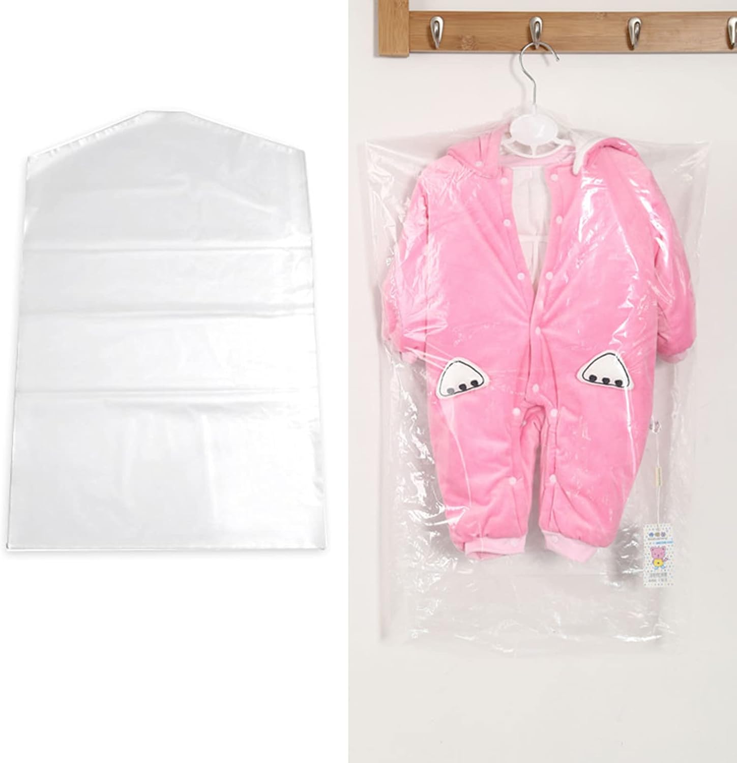 20 Pack Clear Plastic Clothes Covers, 27.5 Inch Dry Cleaning Bags Hanging Dust Proof Garment Bags for Kids for Home Storage, Dry Cleaners (45 x 70cm) - Image 1