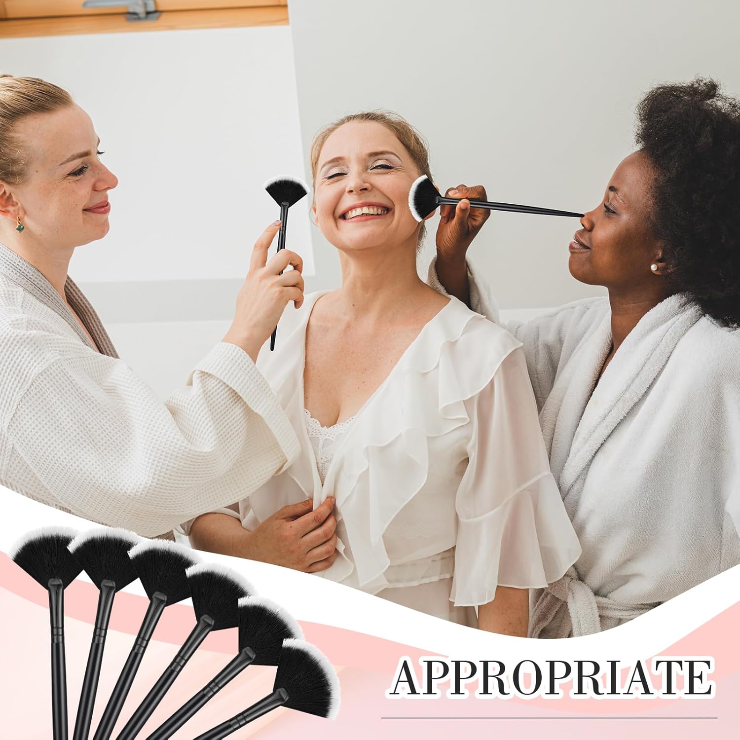 12 Pcs Soft Facial Fan Brush Blush Makeup Brush Face Mask Acid Applicator Multi Use Cosmetic Tools for Peel Mask Makeup for Mud Cream(Black) - Image 5