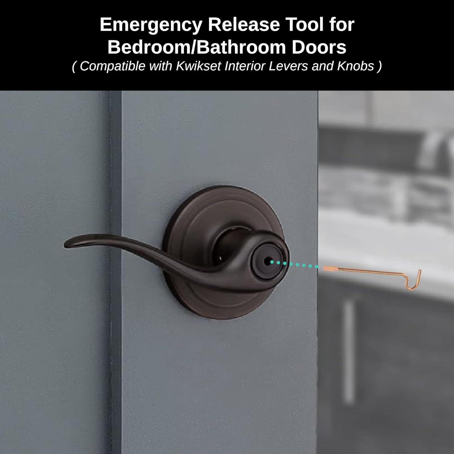 Bedroom/Bathroom Door Steel Emergency Key Pins Compatible with Kwikset Interior Levers and Knobs (10), Gold Color - Image 3