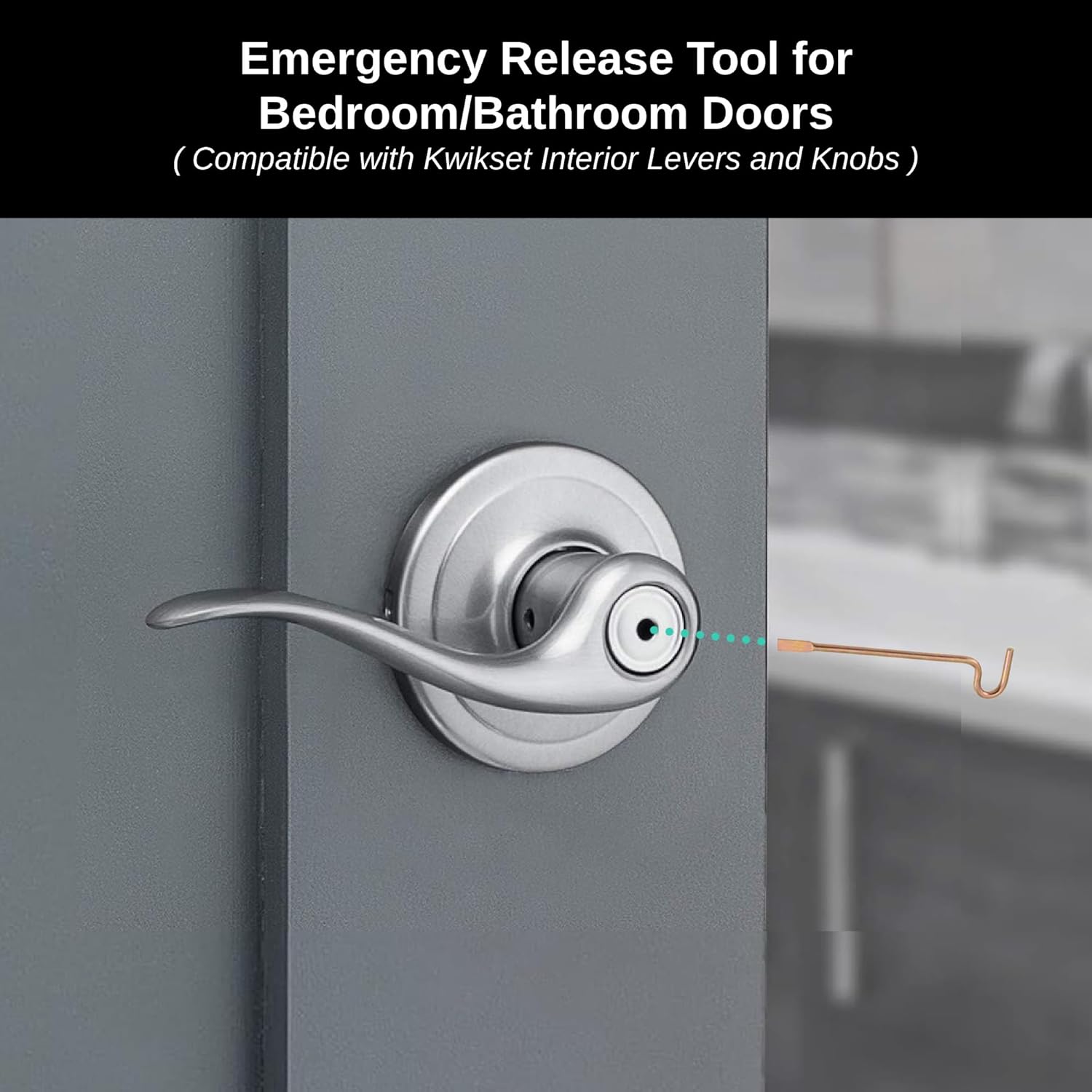 Bedroom/Bathroom Door Steel Emergency Key Pins Compatible with Kwikset Interior Levers and Knobs (10), Gold Color - Image 4