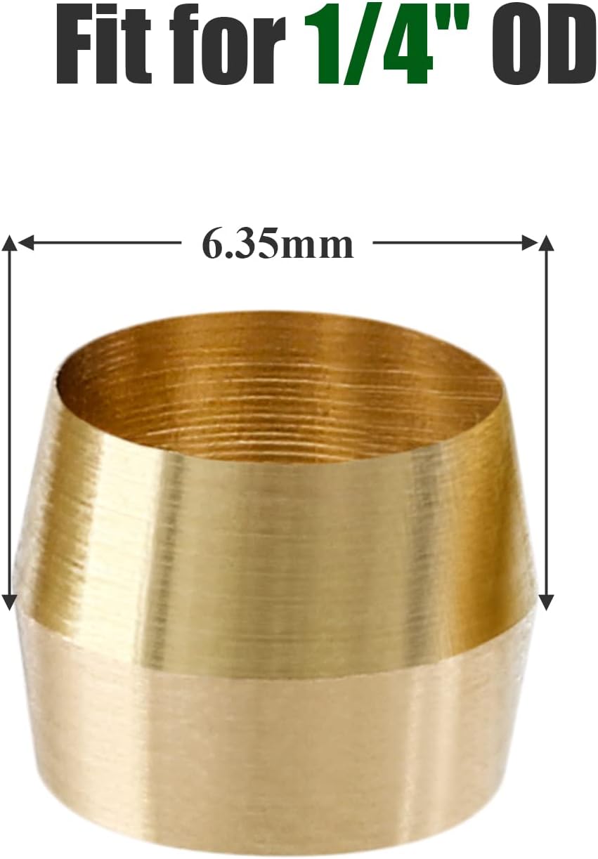 Biaungdo 50 Pcs Brass Compression Fitting, 1/4