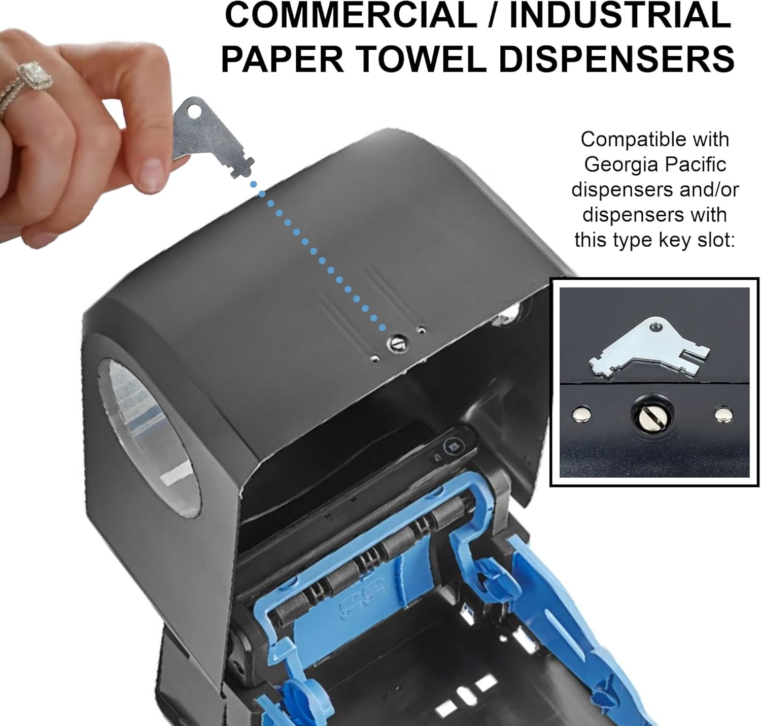 Paper Towel Dispenser Key for Georgia Pacific Commercial Machines - Also Fits GP Toilet Paper and Soap Dispensers, 3-pk - Image 2