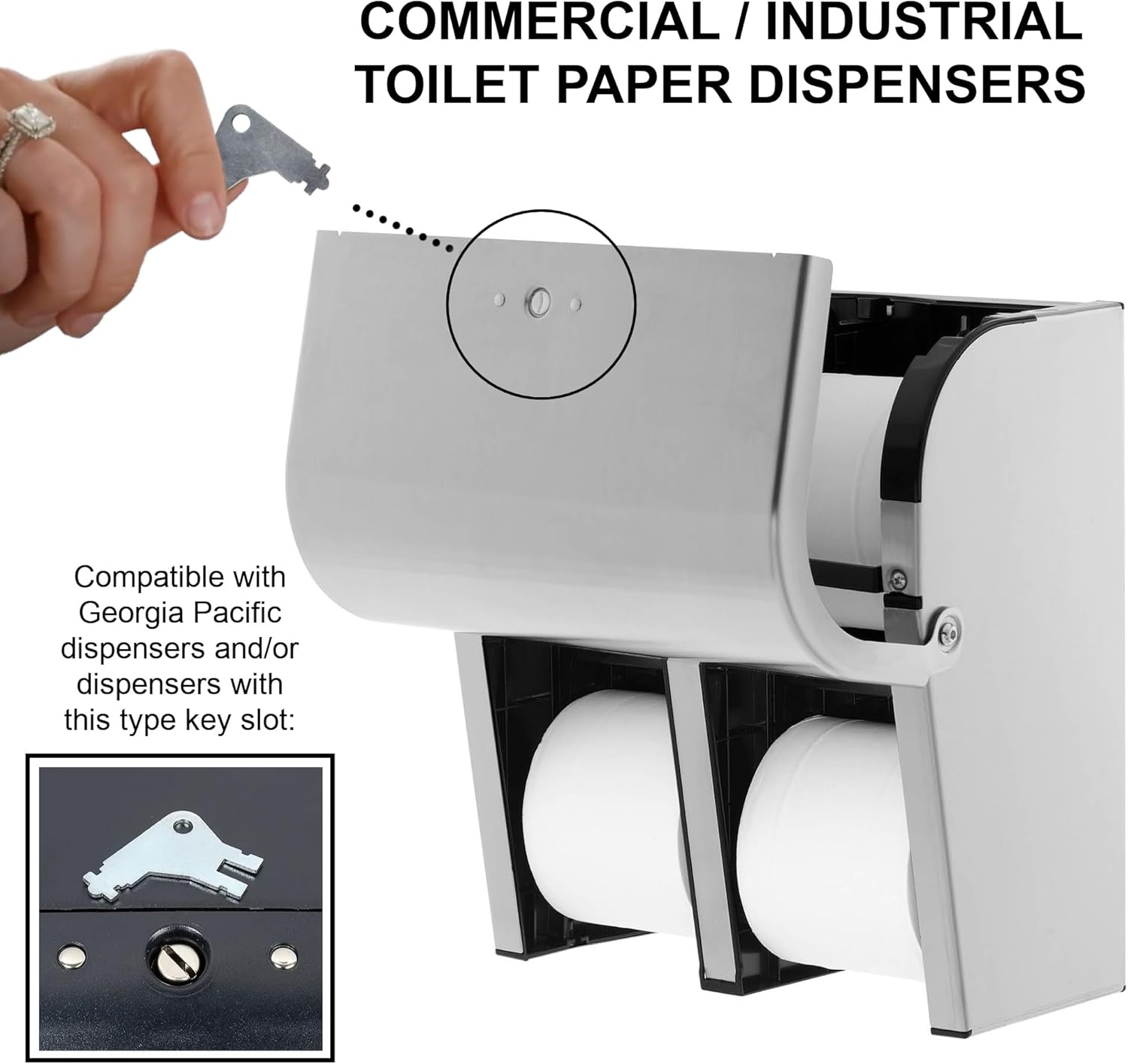 Paper Towel Dispenser Key for Georgia Pacific Commercial Machines - Also Fits GP Toilet Paper and Soap Dispensers, 3-pk - Image 3