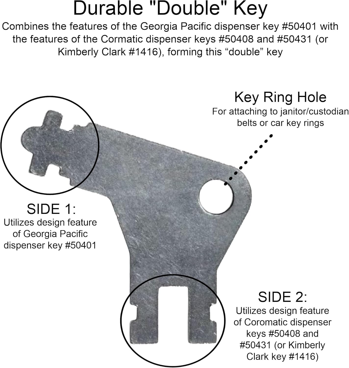 Paper Towel Dispenser Key for Georgia Pacific Commercial Machines - Also Fits GP Toilet Paper and Soap Dispensers, 3-pk - Image 5